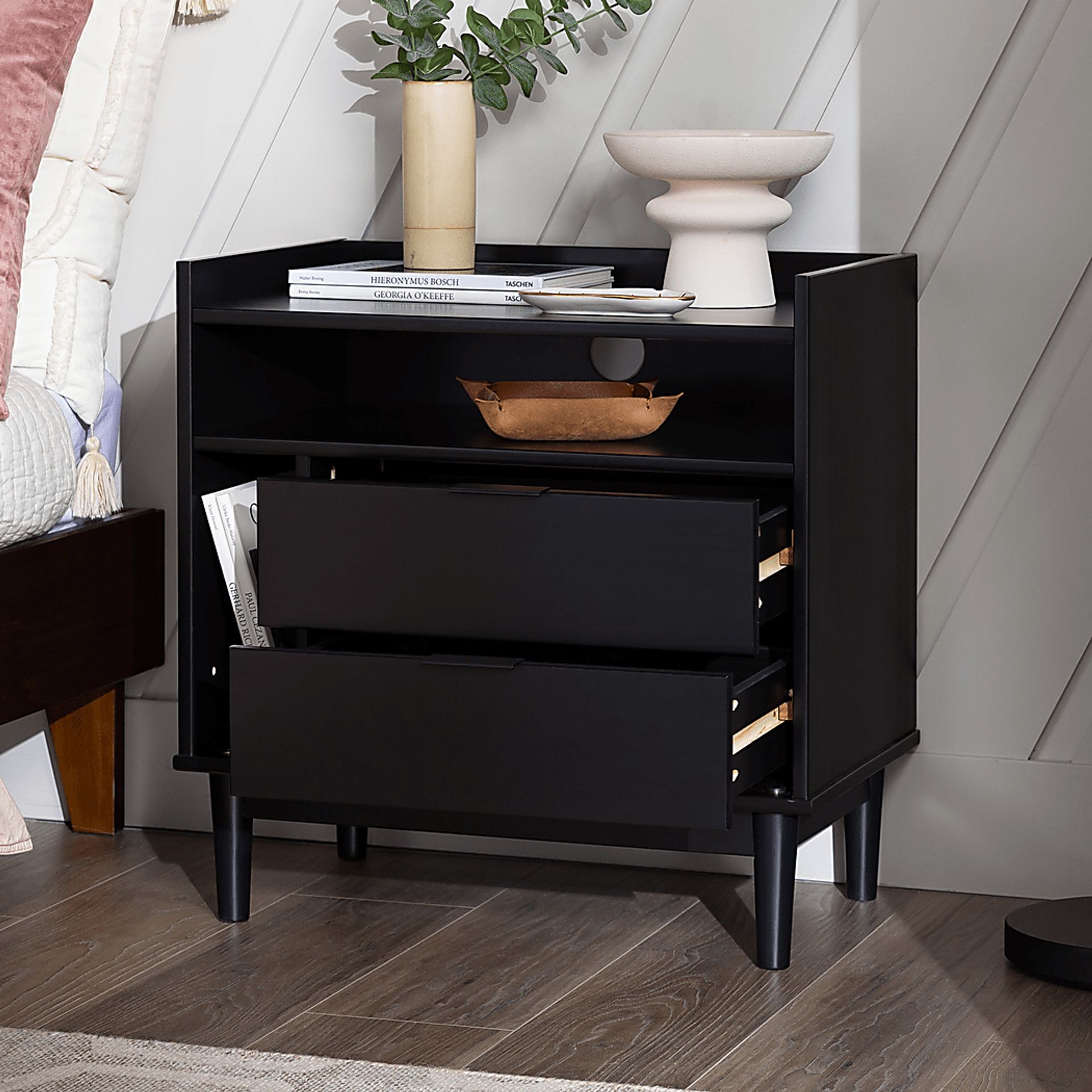 Symelo 2 Drawer Black Nightstand - Image 2