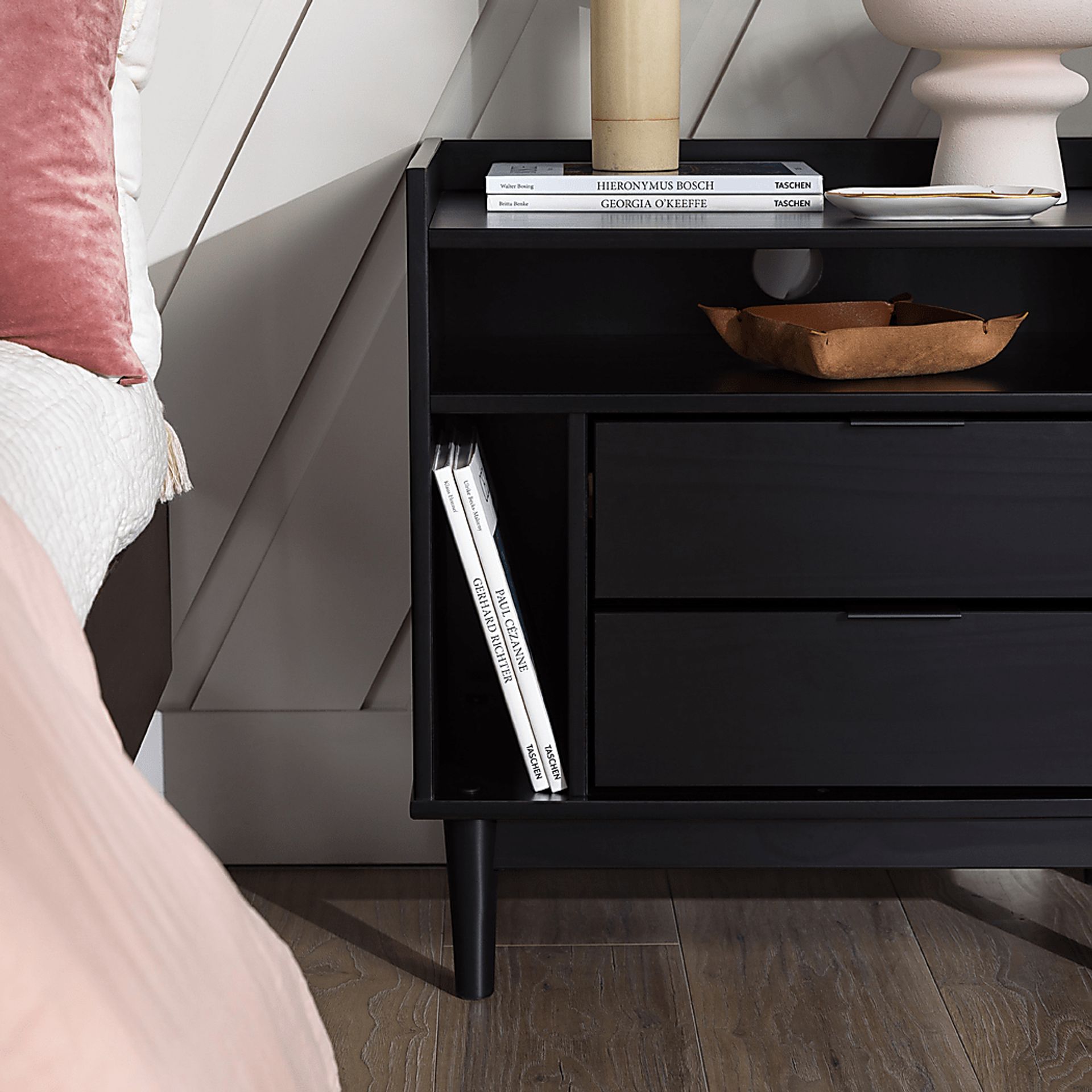 Symelo 2 Drawer Black Nightstand - Image 3