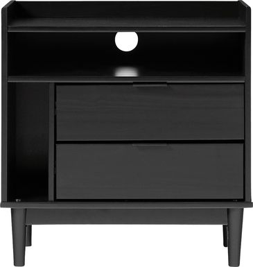 Symelo 2 Drawer Black Nightstand