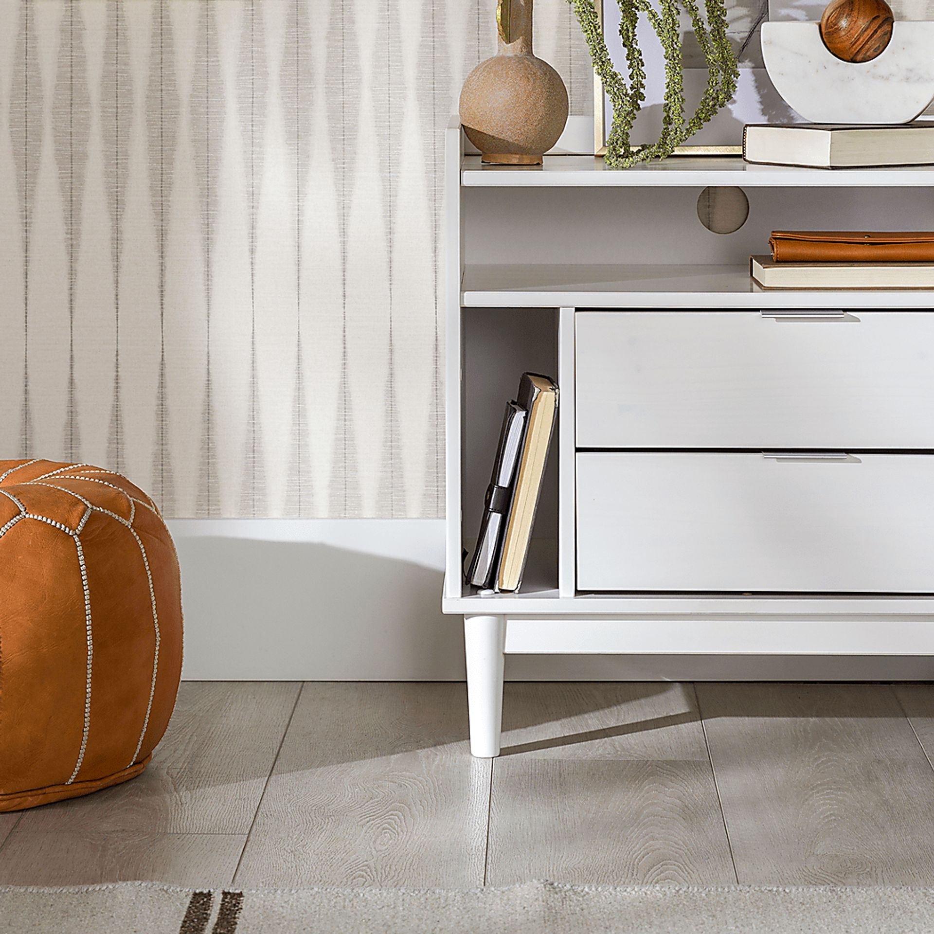 Symelo 2 Drawer White Nightstand - Image 3