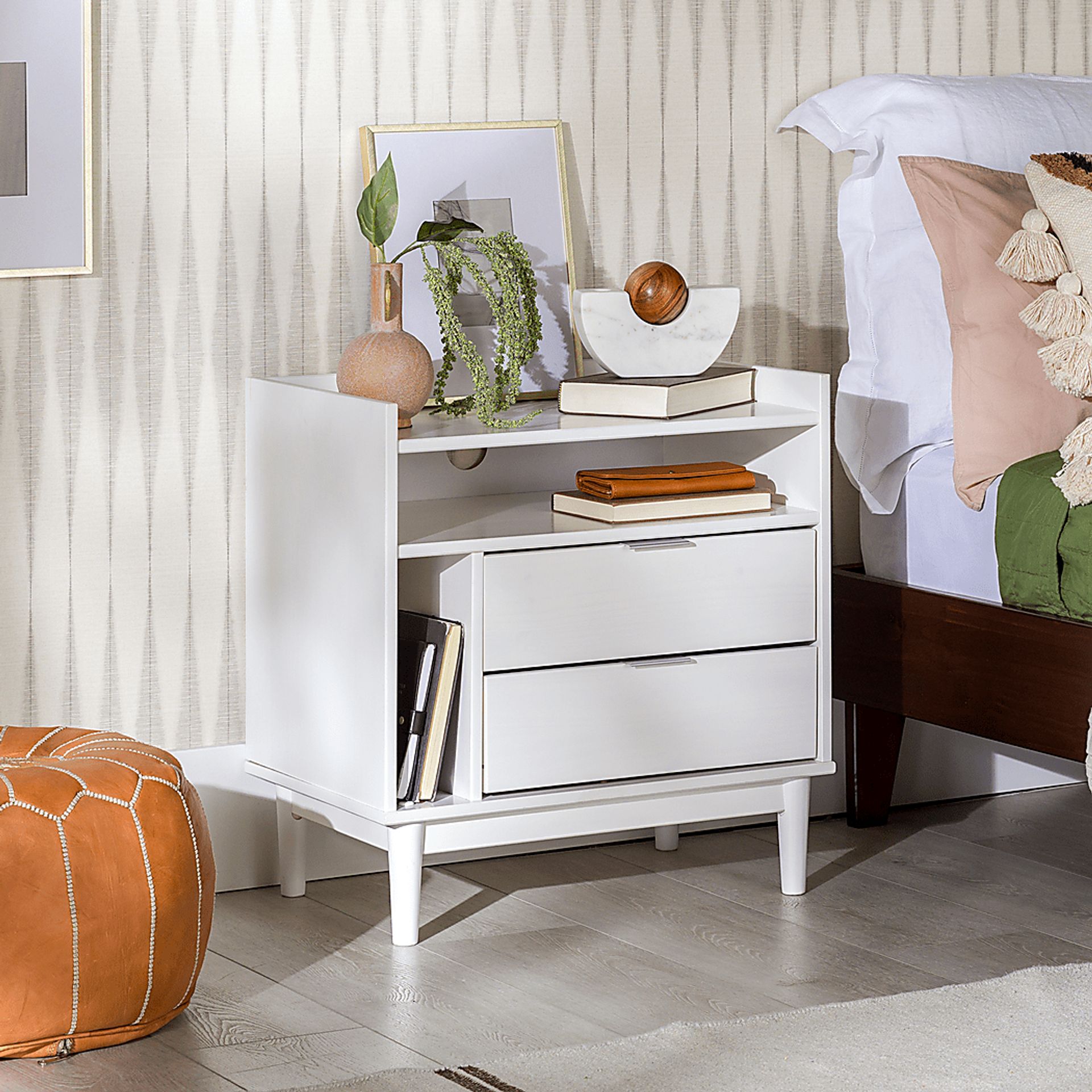 Symelo 2 Drawer White Nightstand - Image 4