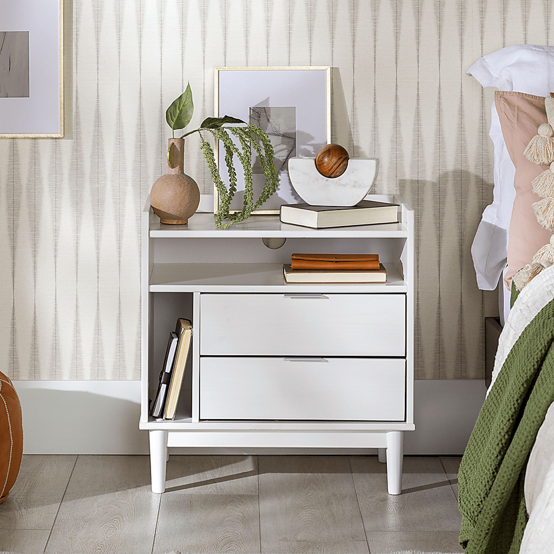 Symelo 2 Drawer White Nightstand - Image 5