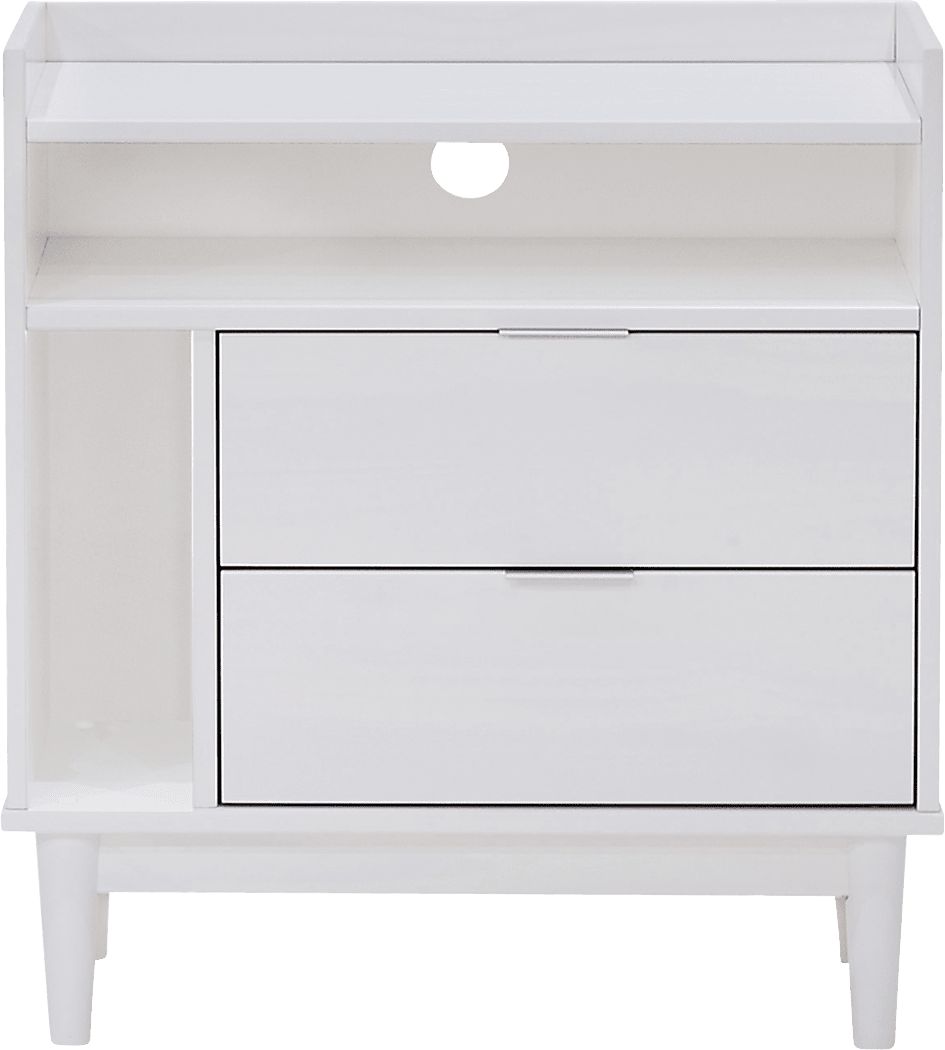 Symelo 2 Drawer White Nightstand