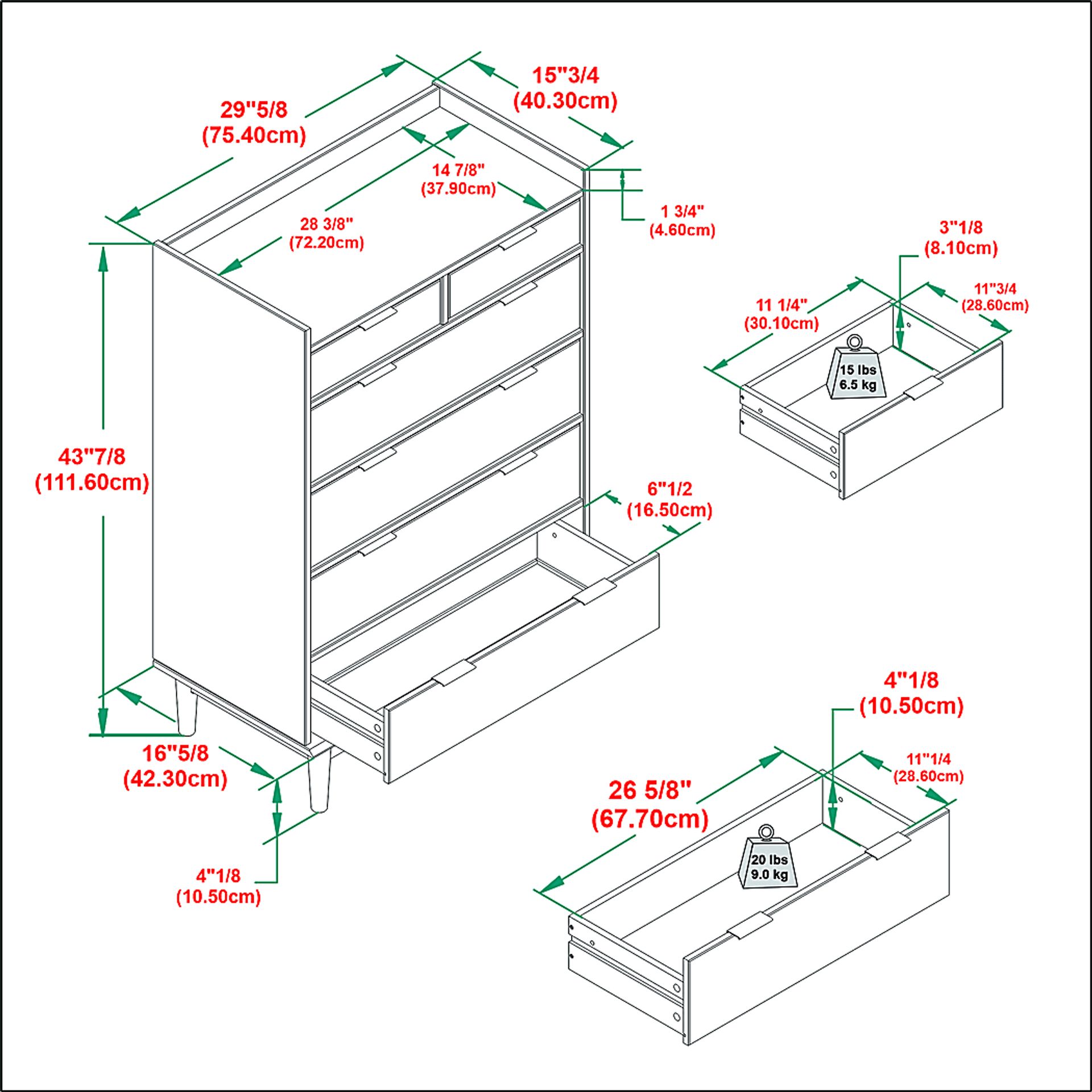 Symelo Black 6 Drawer Dresser - Image 6