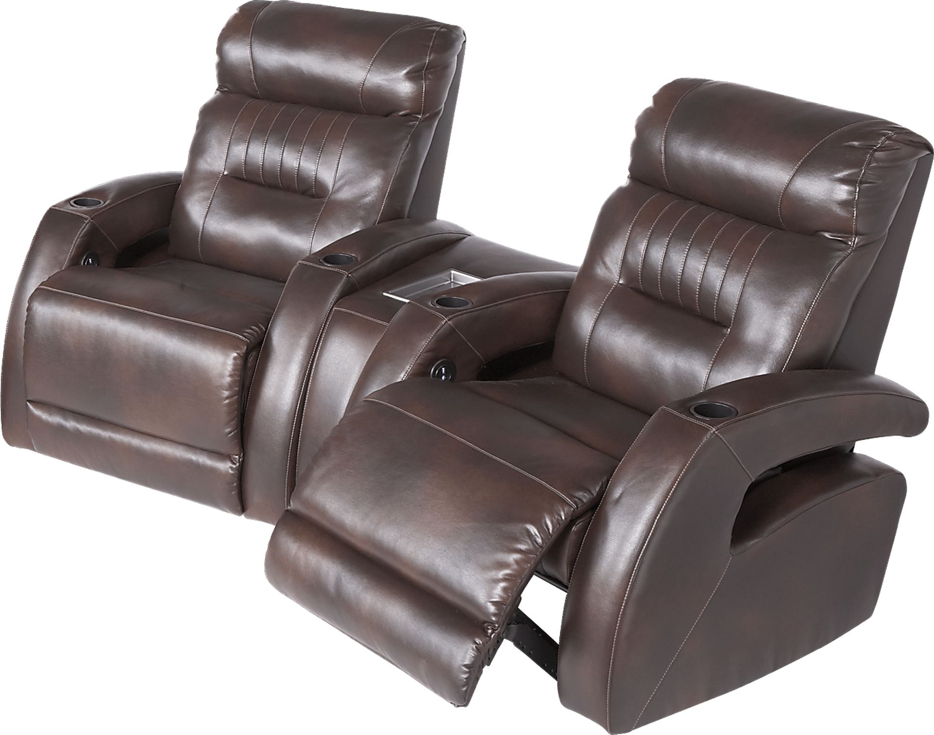Symon Circle 3 Pc Espresso Blended Leather Reclining Sectional - Image 1