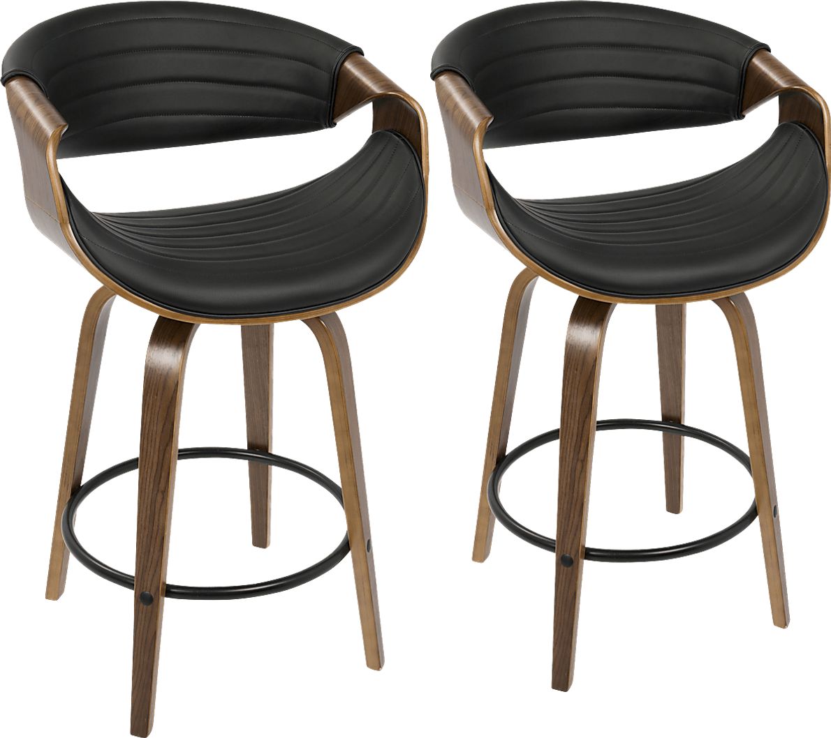 Symphony Place Black Counter Height Swivel Stool (Set of 2)
