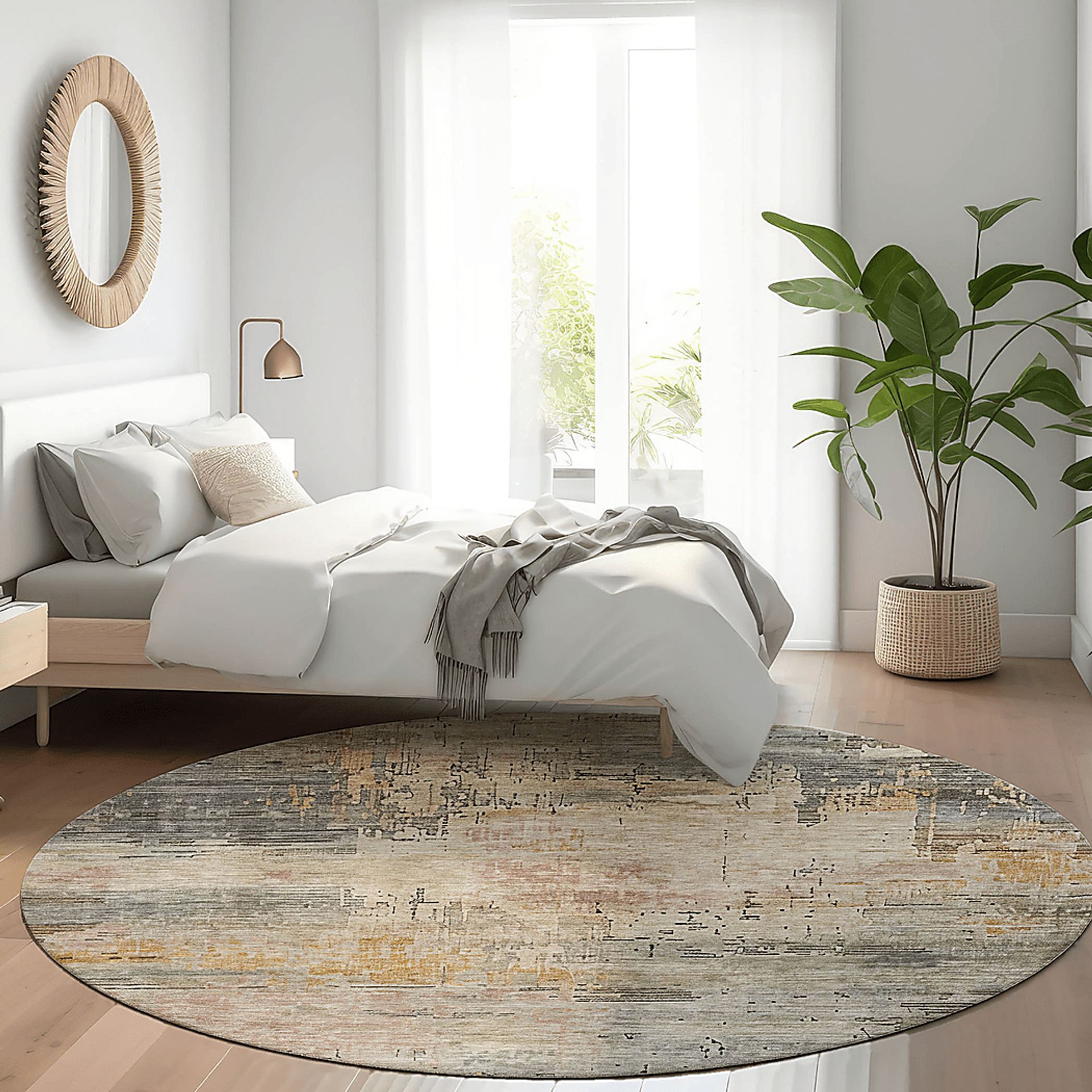 Syrle Multi 8' Round Machine Washable Rug - Image 2