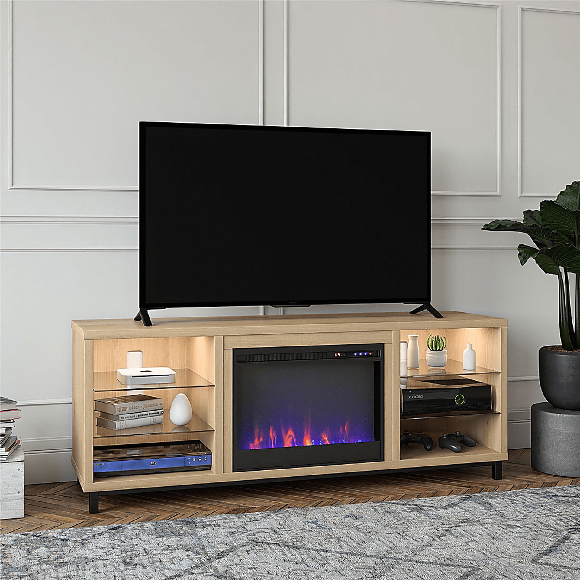 Tabbert Brown 64 in. Console with Electric Fireplace - Image 13