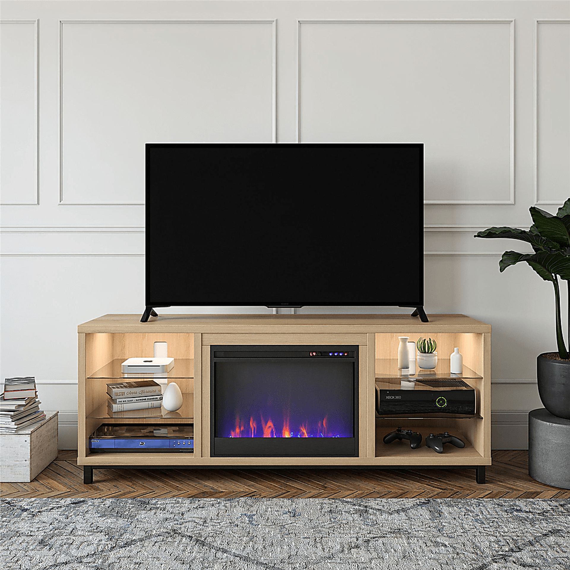 Tabbert Brown 64 in. Console with Electric Fireplace - Image 14