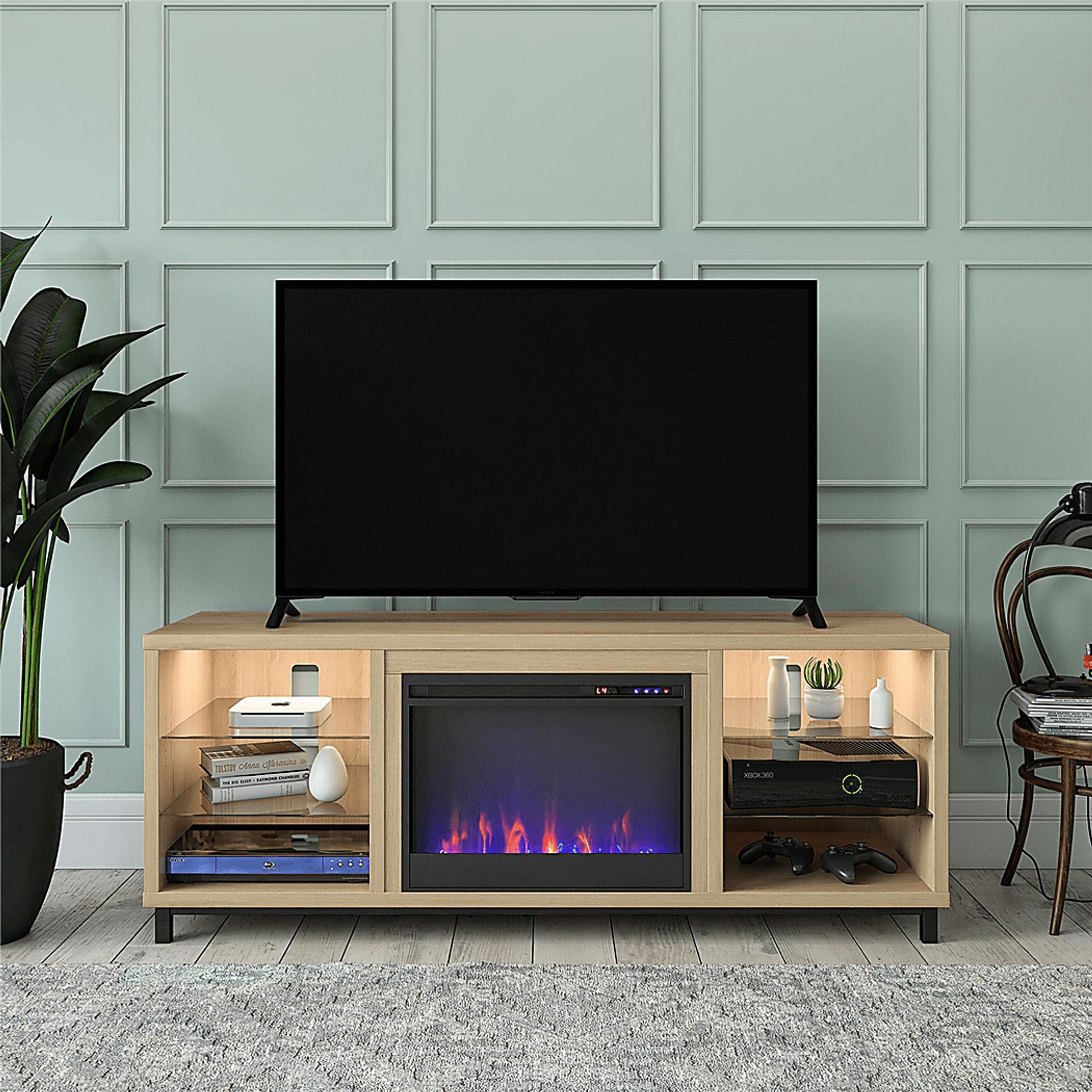 Tabbert Brown 64 in. Console with Electric Fireplace - Image 15