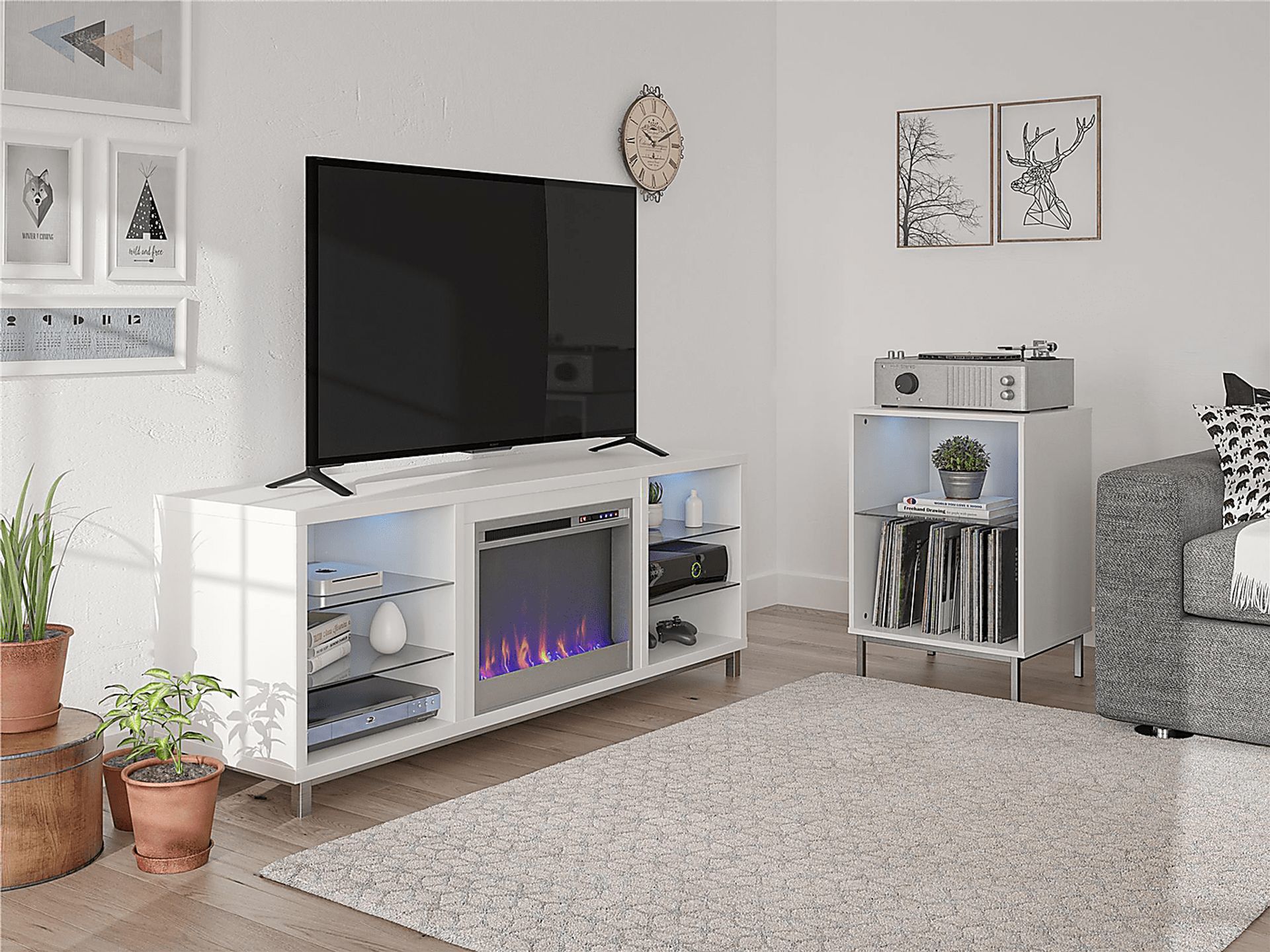 Tabbert White 64 in. Console with Electric Fireplace - Image 11