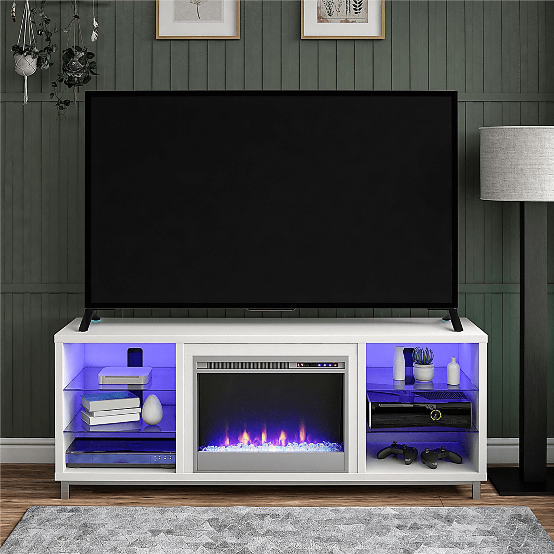 Tabbert White 64 in. Console with Electric Fireplace - Image 12