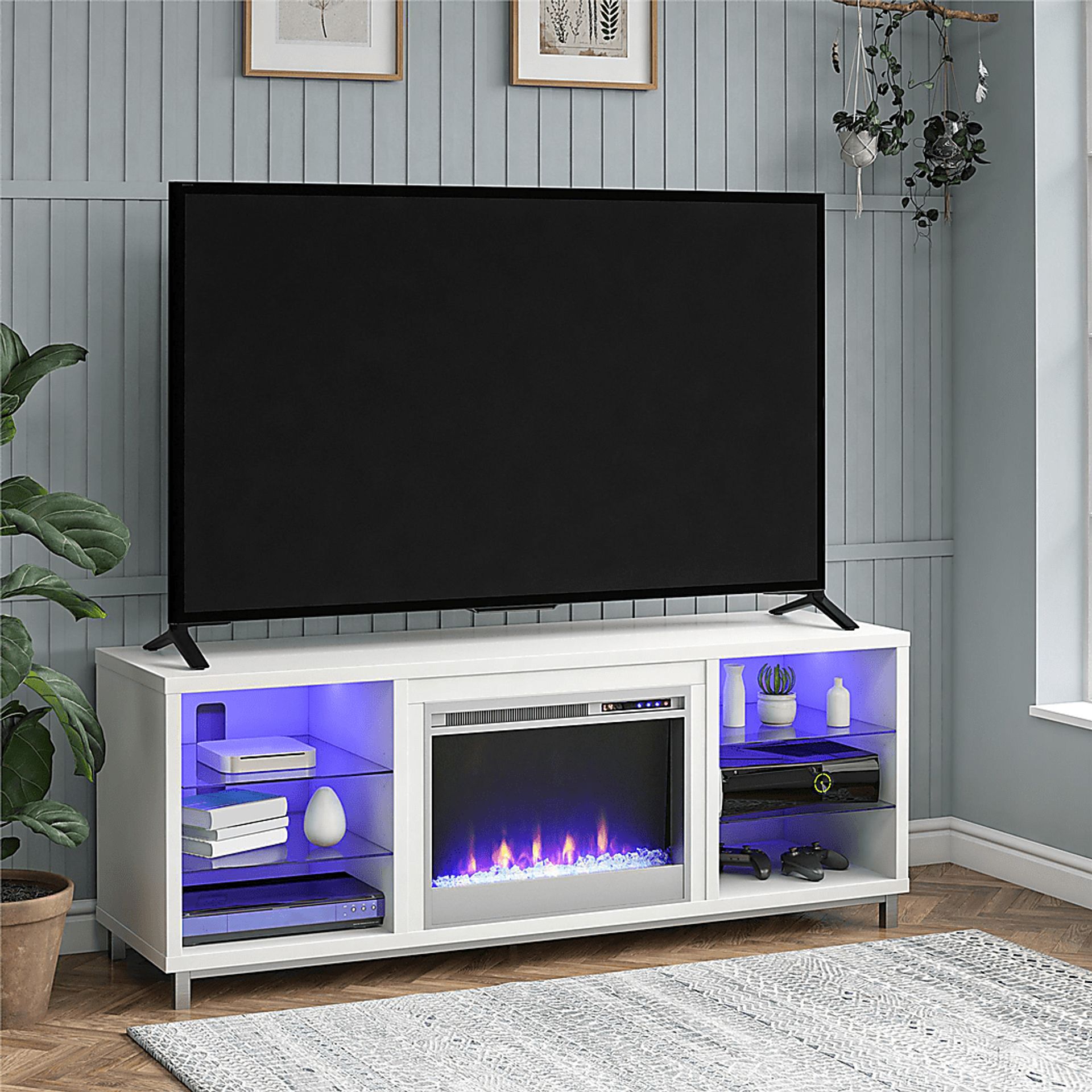 Tabbert White 64 in. Console with Electric Fireplace - Image 13
