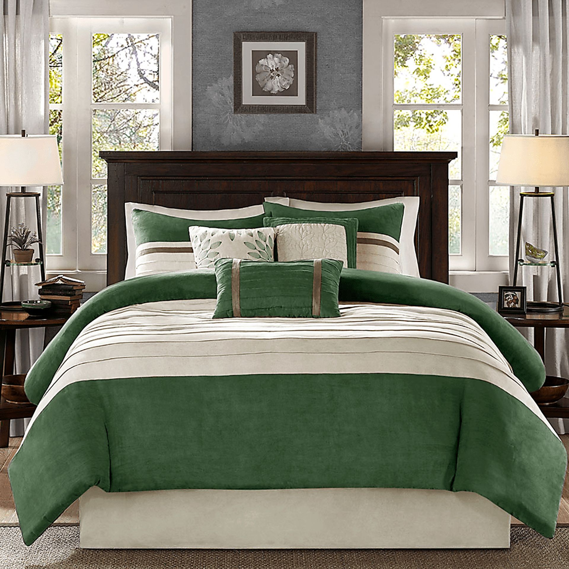 Tabosa Green 7 Pc Queen Comforter Set - Image 2
