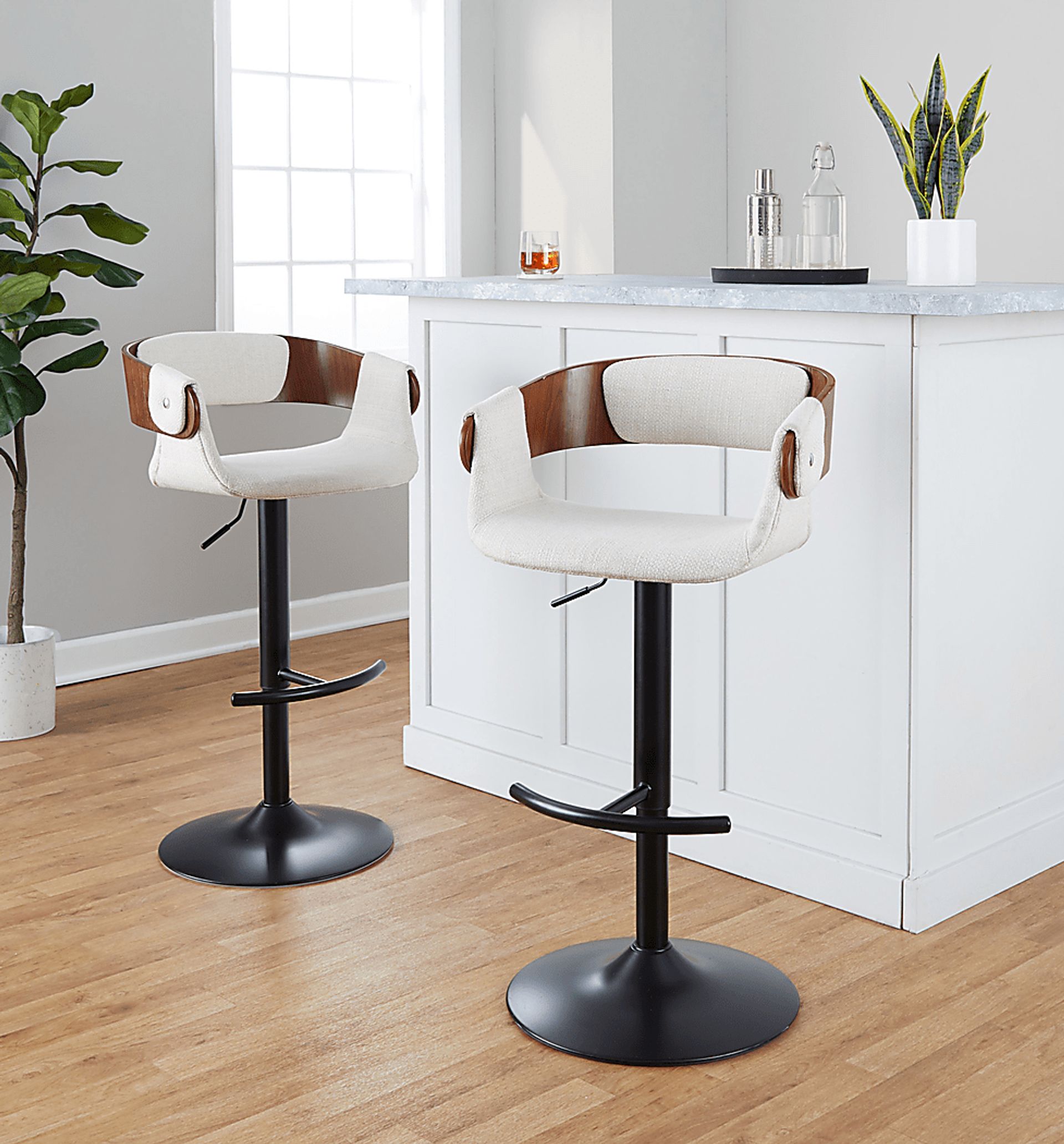 Takeda I Cream Adjustable Barstool, Set of 2 - Image 2