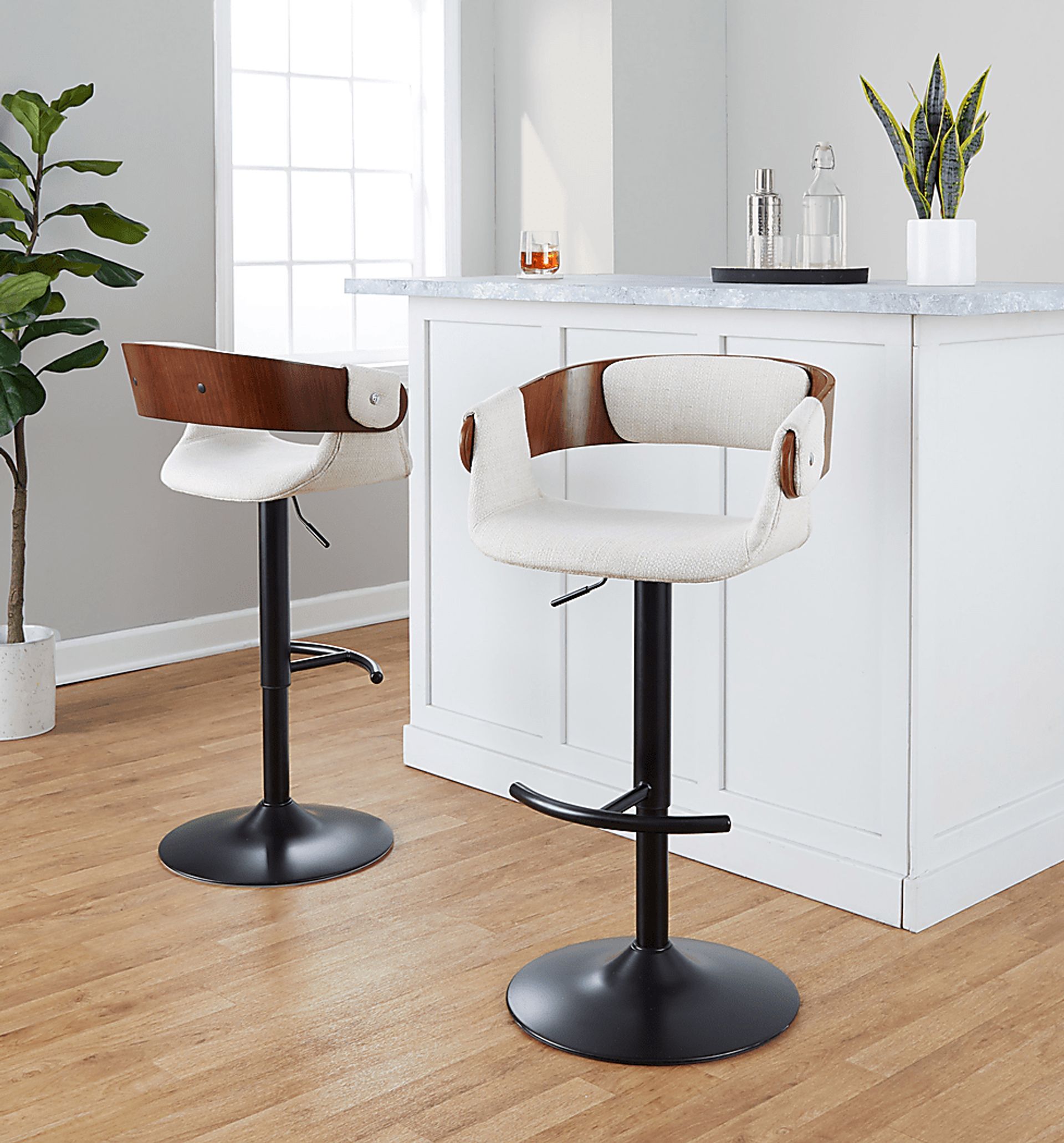 Takeda I Cream Adjustable Barstool, Set of 2 - Image 3