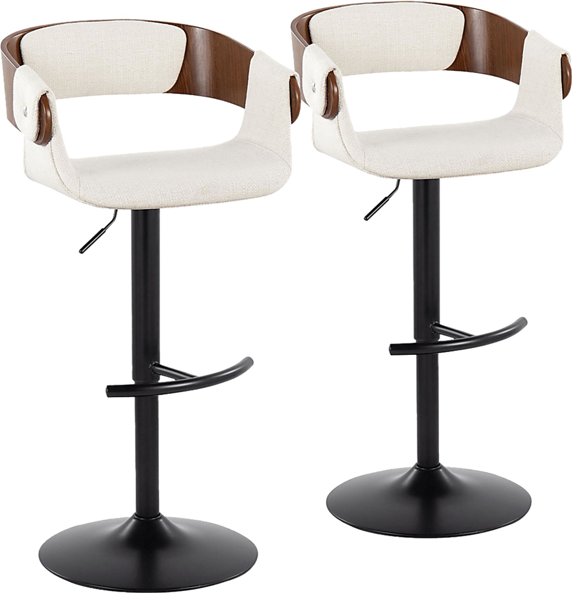 Takeda I Cream Adjustable Barstool, Set of 2 - Image 1