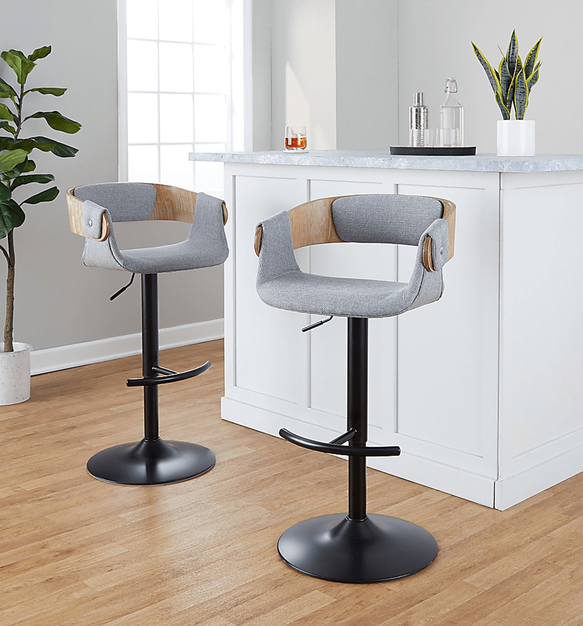 Takeda I Light Gray Adjustable Barstool, Set of 2 - Image 2