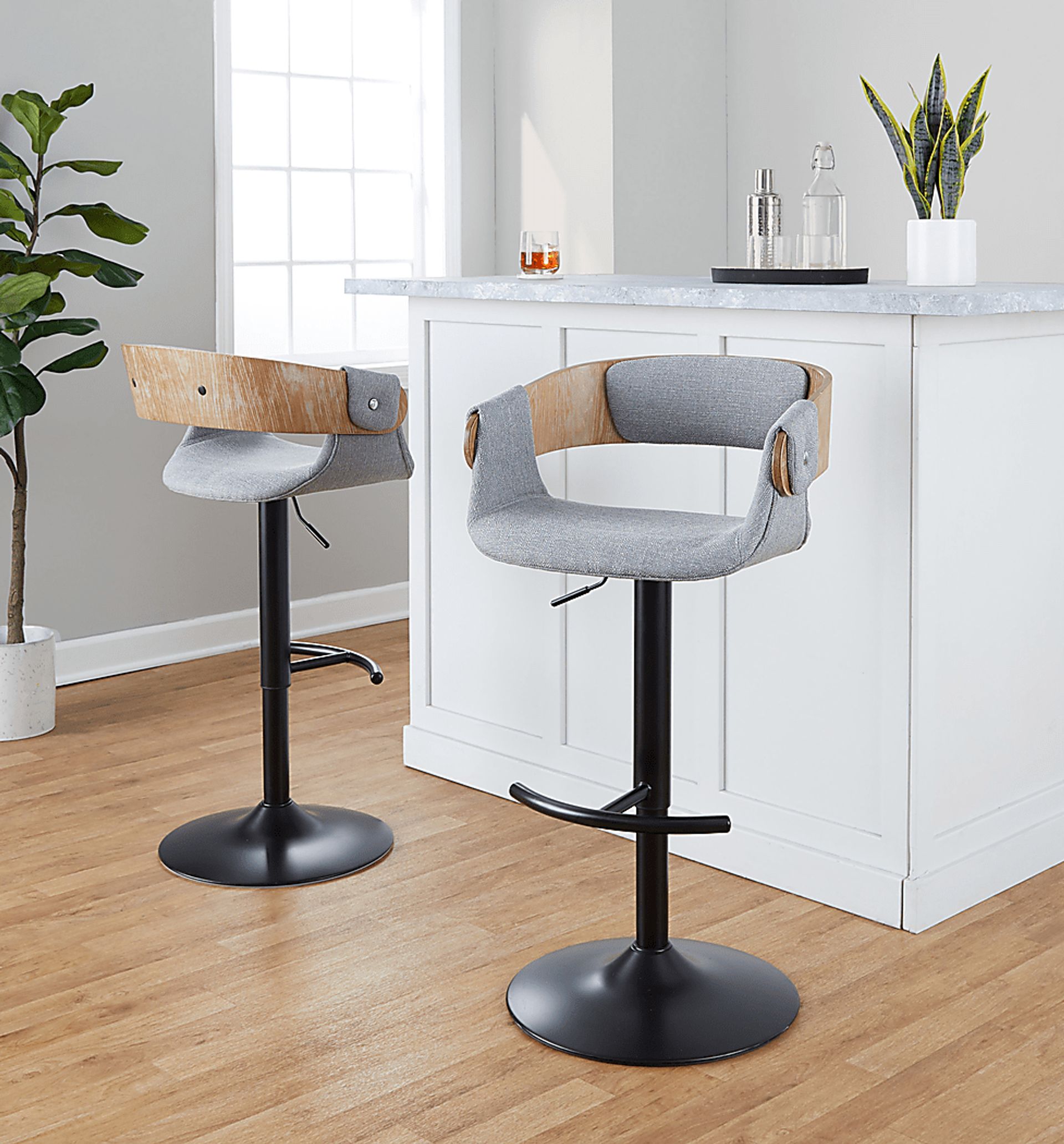 Takeda I Light Gray Adjustable Barstool, Set of 2 - Image 3