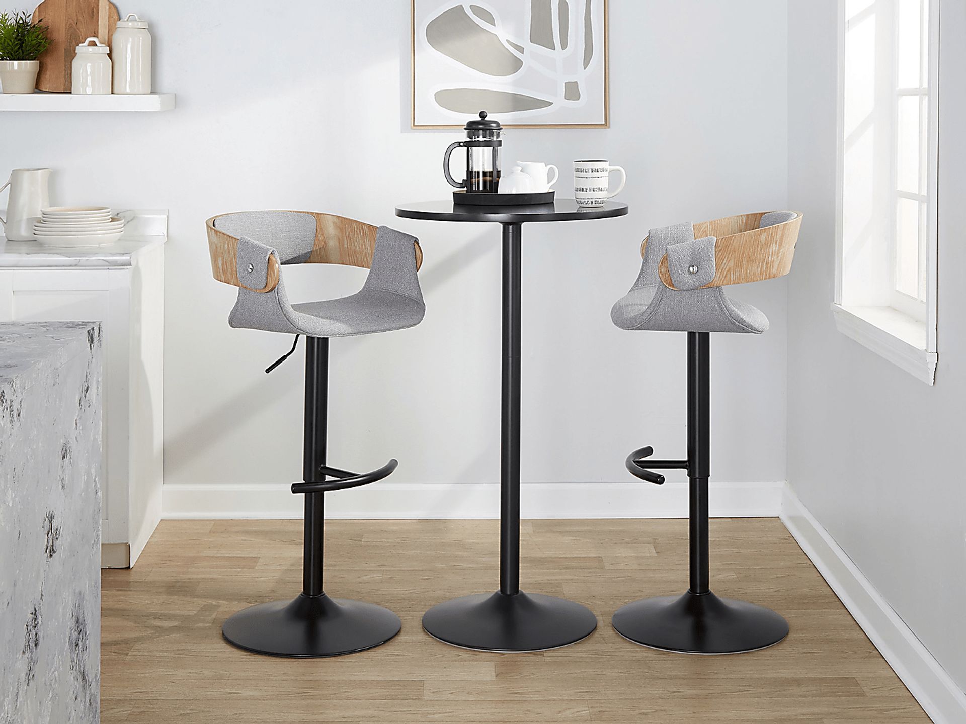 Takeda I Light Gray Adjustable Barstool, Set of 2 - Image 5