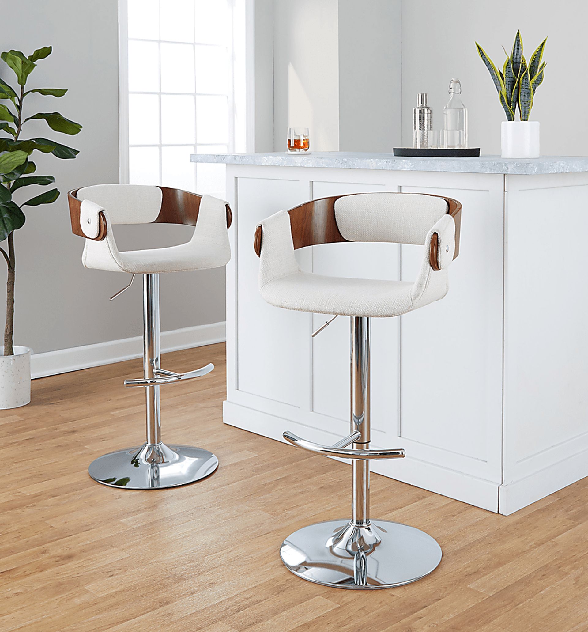 Takeda II Cream Adjustable Barstool, Set of 2 - Image 2