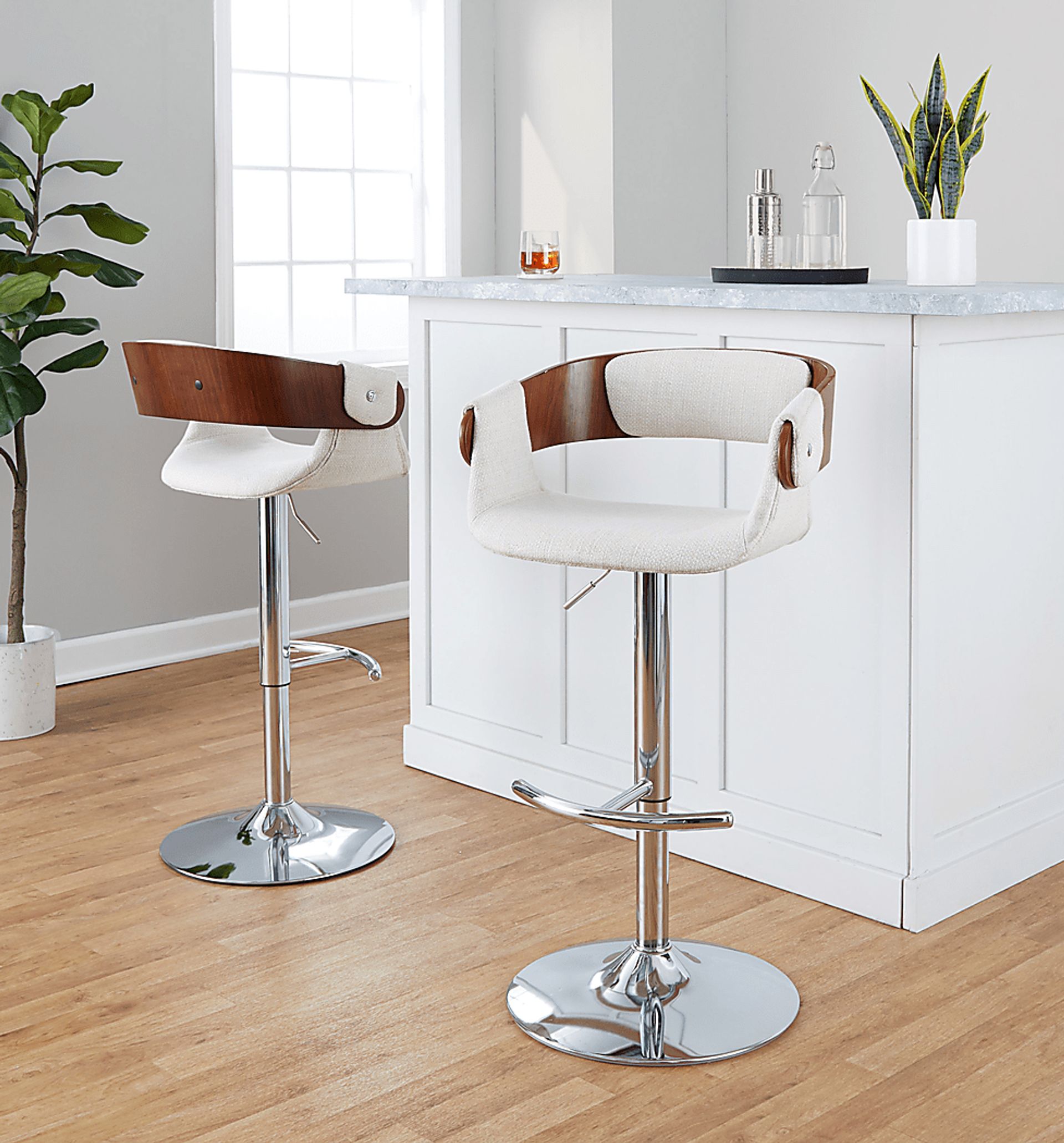 Takeda II Cream Adjustable Barstool, Set of 2 - Image 3