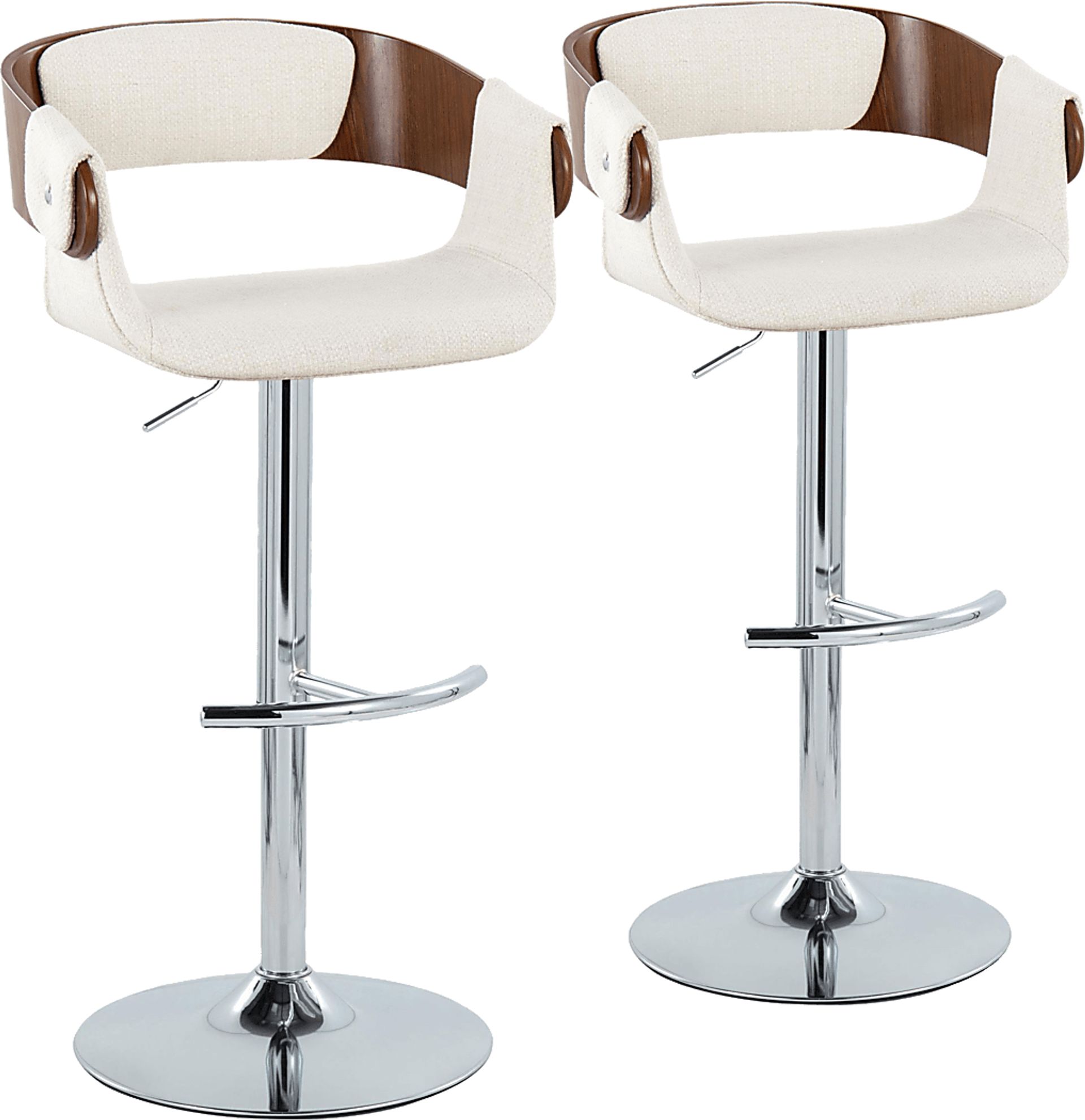 Takeda II Cream Adjustable Barstool, Set of 2 - Image 1