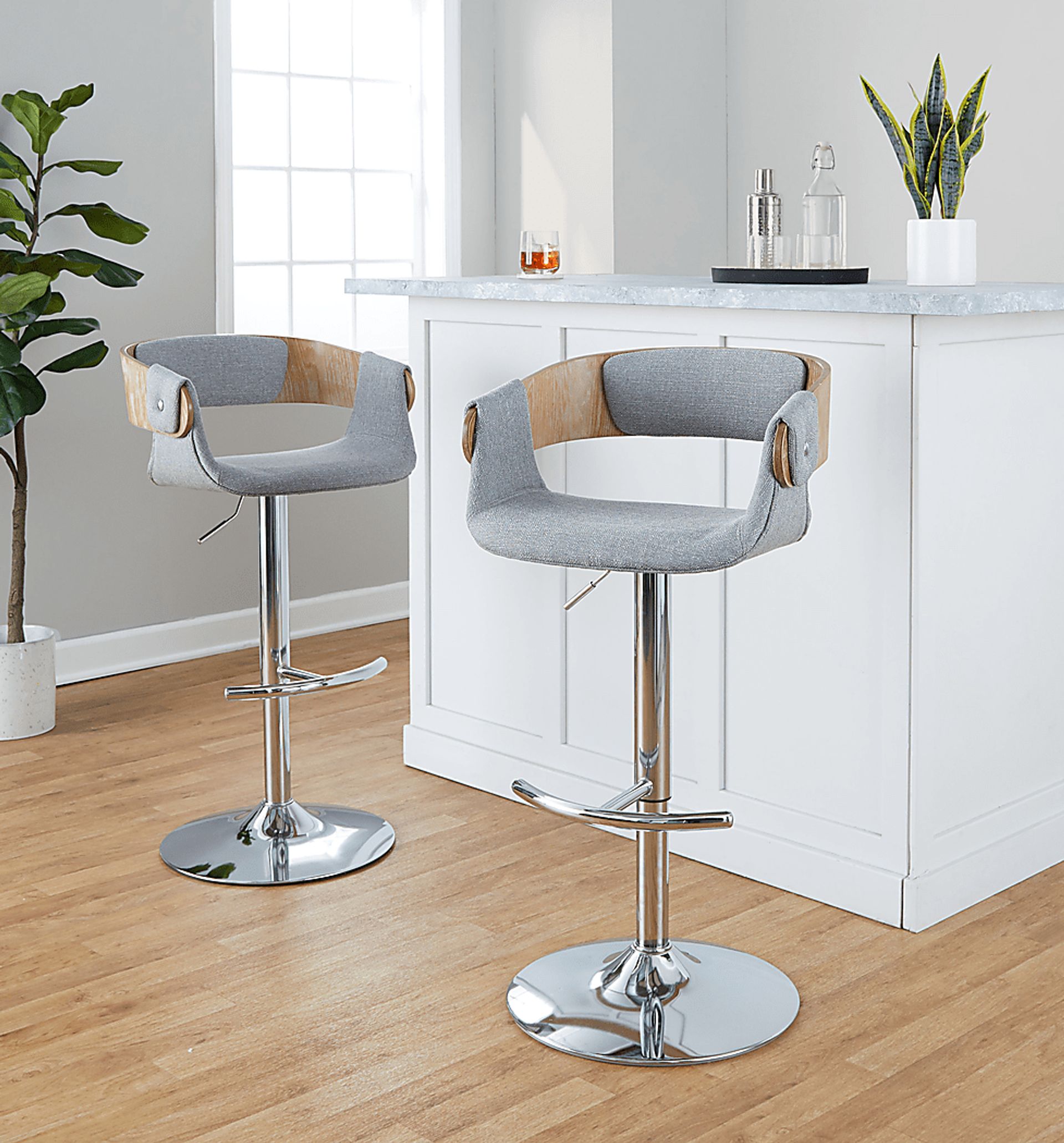 Takeda II Light Gray Adjustable Barstool, Set of 2 - Image 2