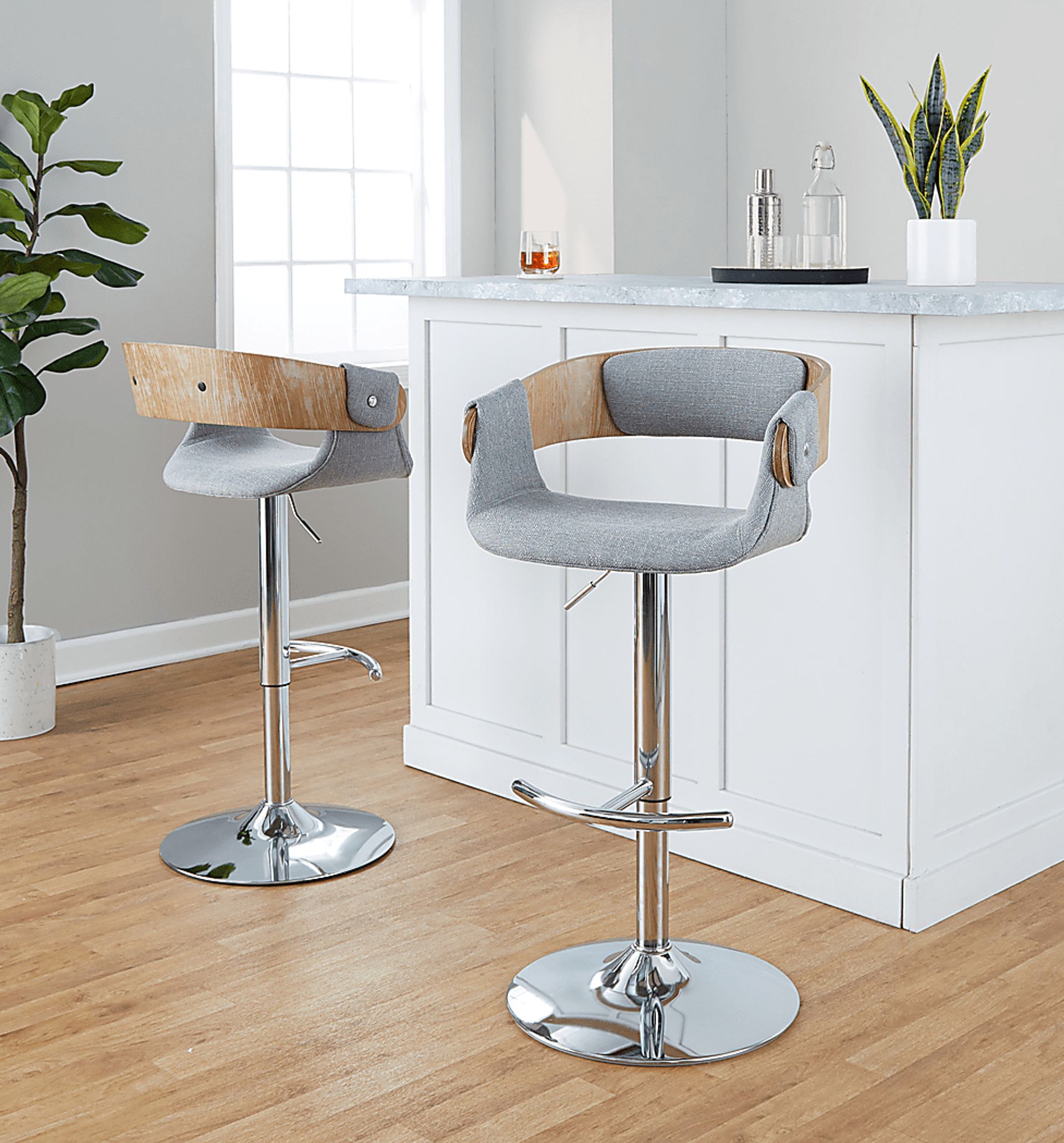 Takeda II Light Gray Adjustable Barstool, Set of 2 - Image 3