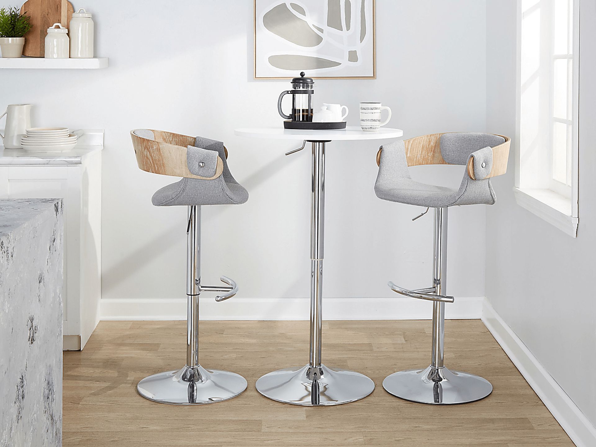 Takeda II Light Gray Adjustable Barstool, Set of 2 - Image 4