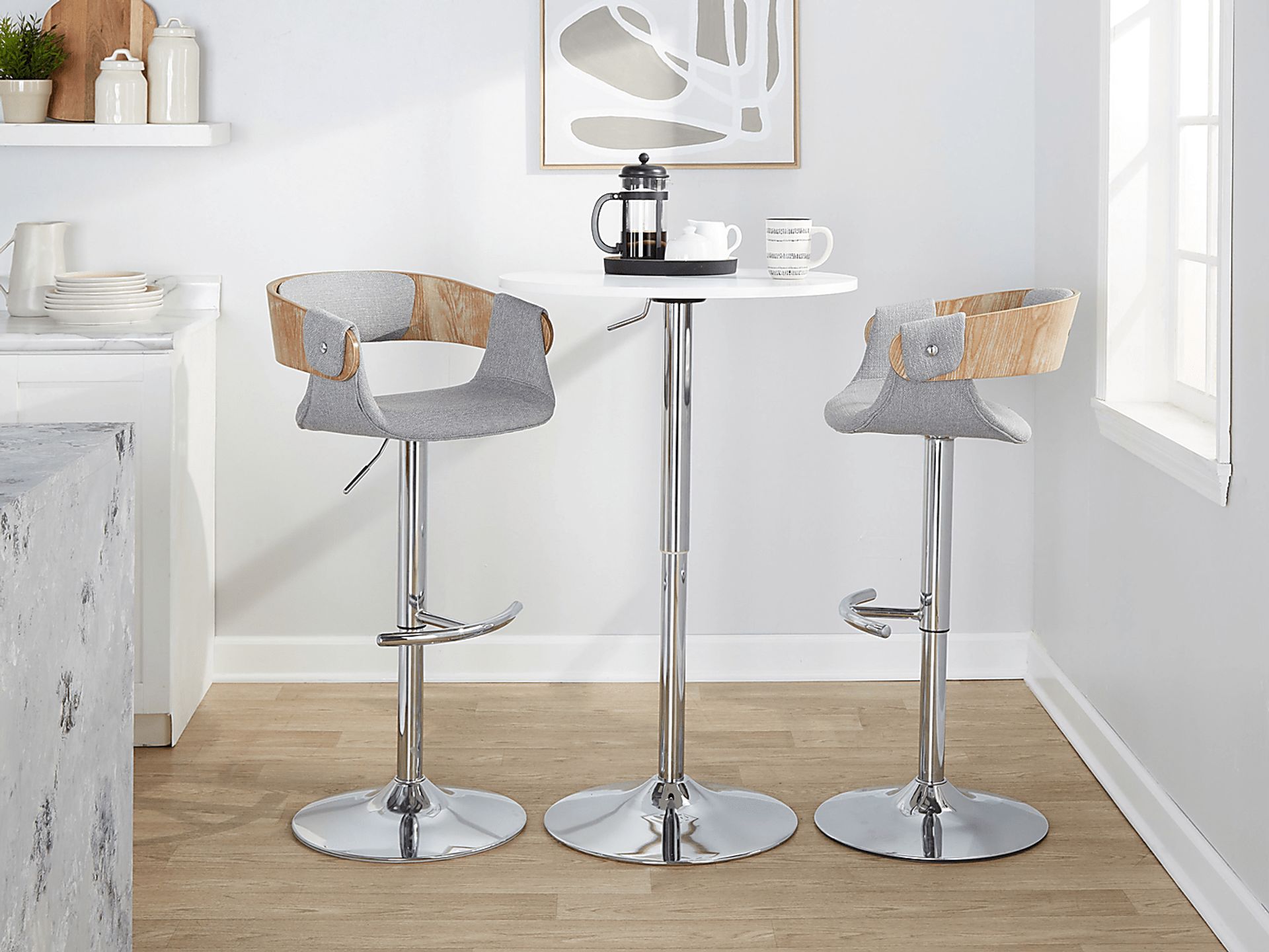 Takeda II Light Gray Adjustable Barstool, Set of 2 - Image 5