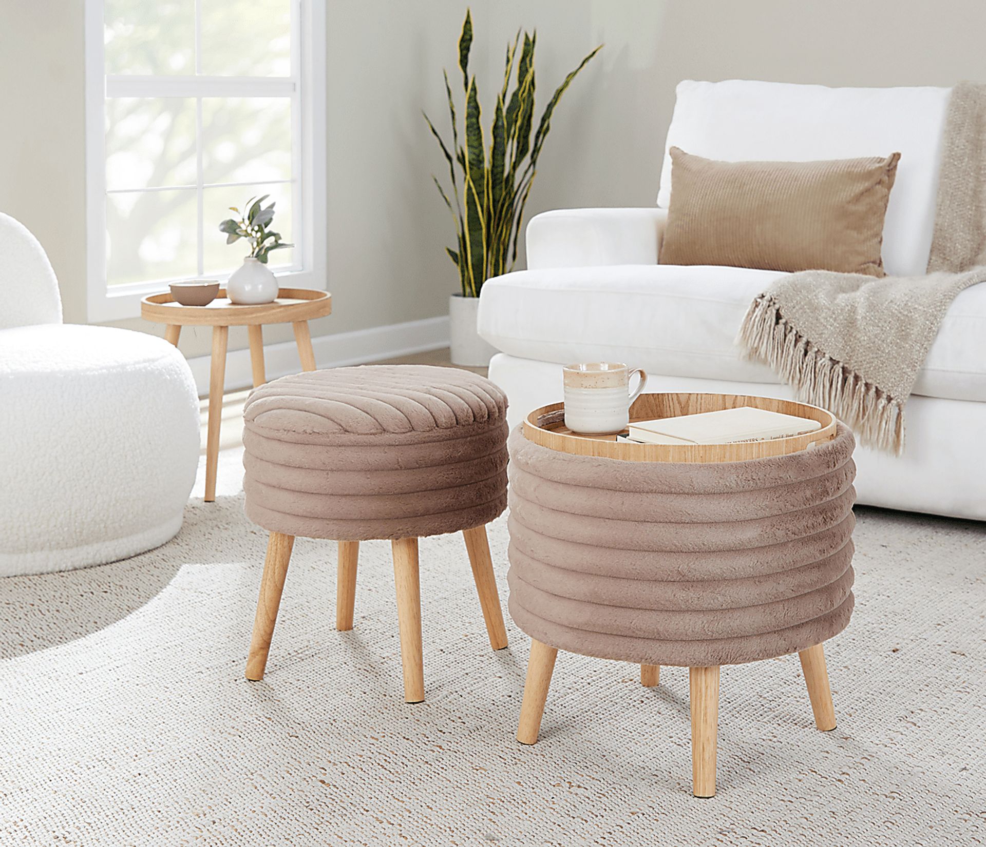 Talana Brown Ottoman Set of 2 - Image 2