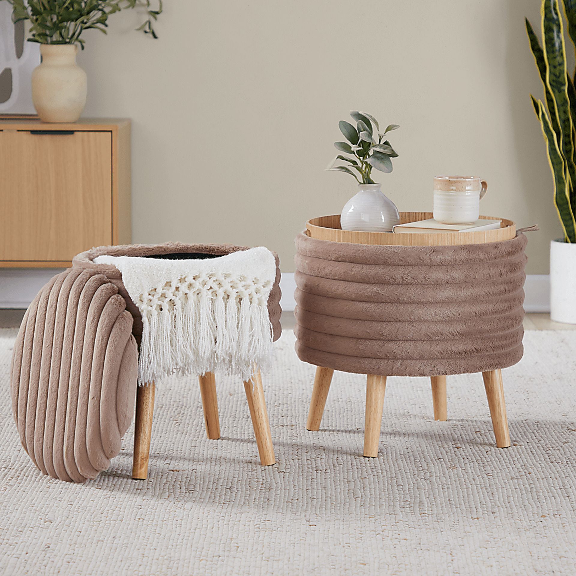 Talana Brown Ottoman Set of 2 - Image 3