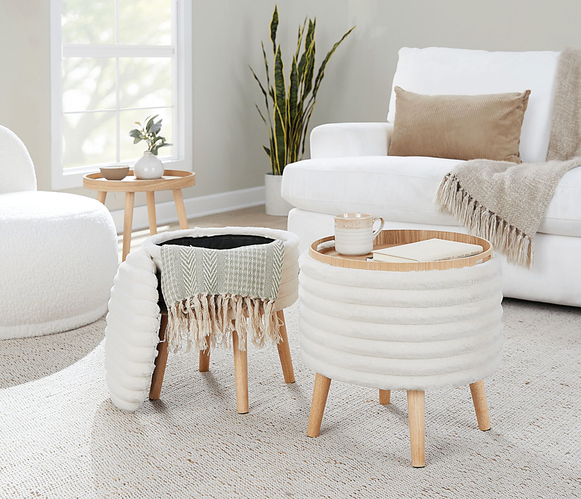 Talana White Ottoman Set of 2 - Image 3