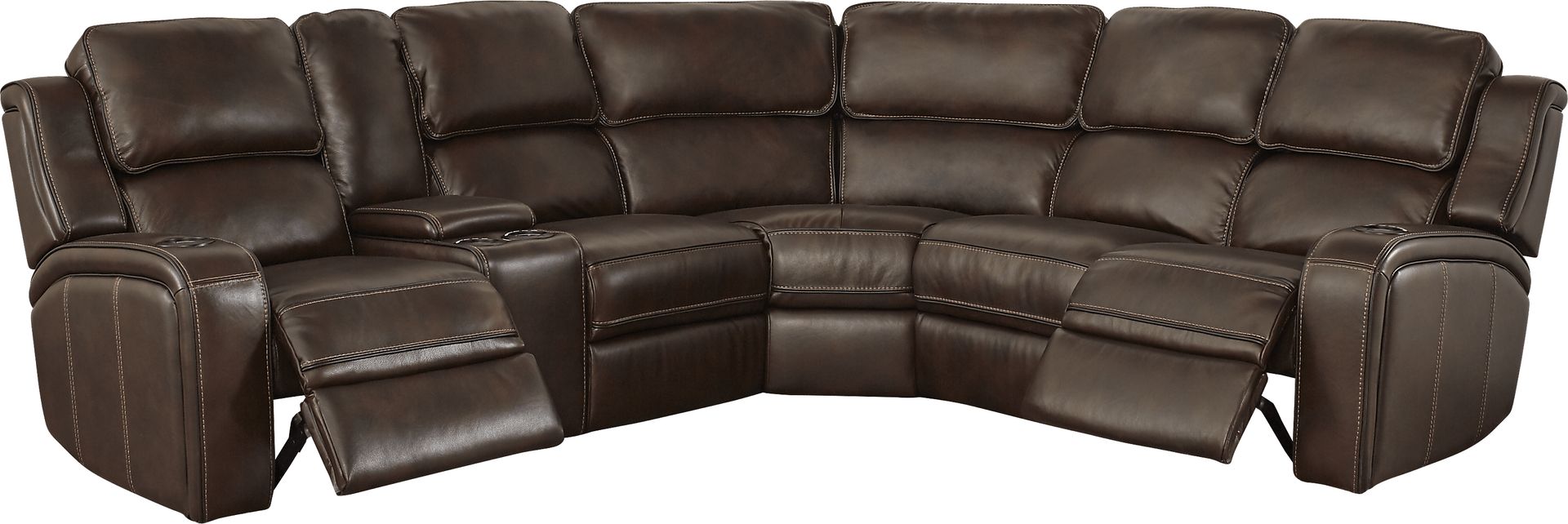 Talasi Espresso Leather 3 Pc Sectional - Image 3