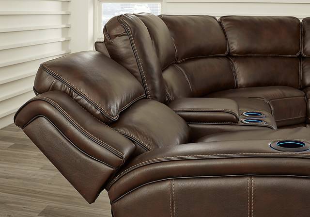 Talasi Espresso Leather 3 Pc Sectional - Thumbnail - Image 4