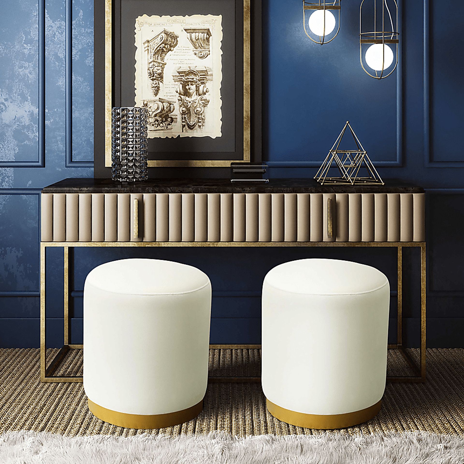 Talia Ren Cream Ottoman - Image 4
