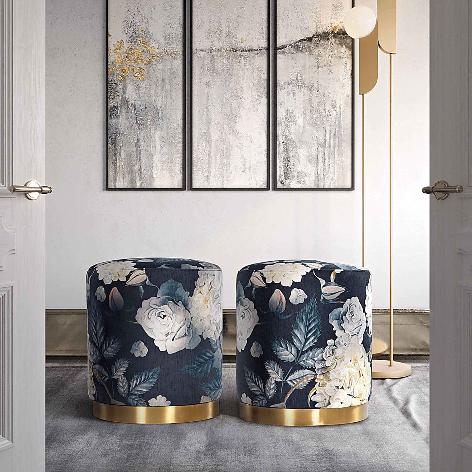 Talia Ren Navy Ottoman - Image 5