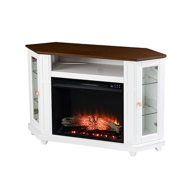 Taliferro II White 46 in. Console, With Touch Panel Electric Log Fireplace