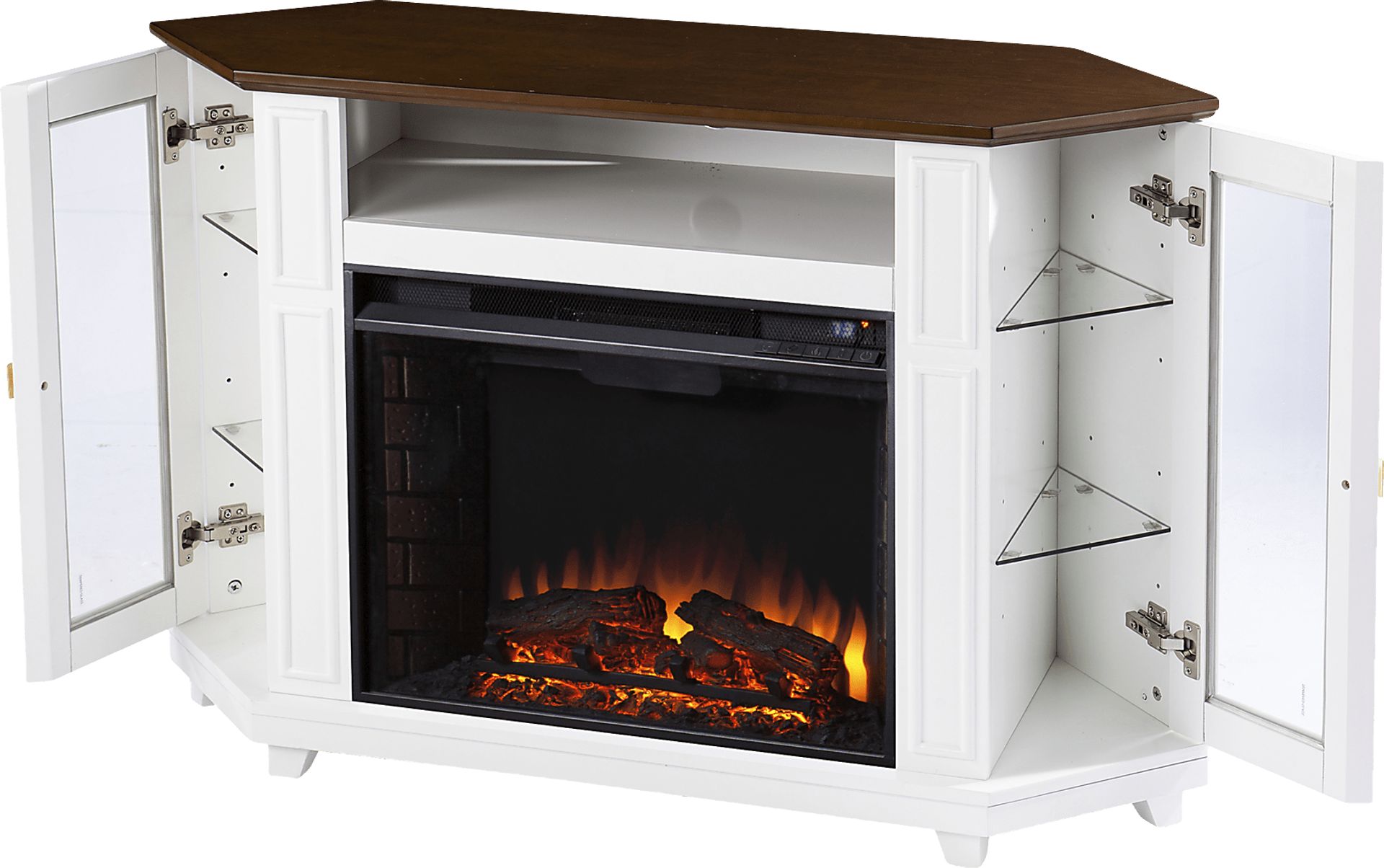 Taliferro II White 46 in. Console With Electric Log Fireplace - Image 2