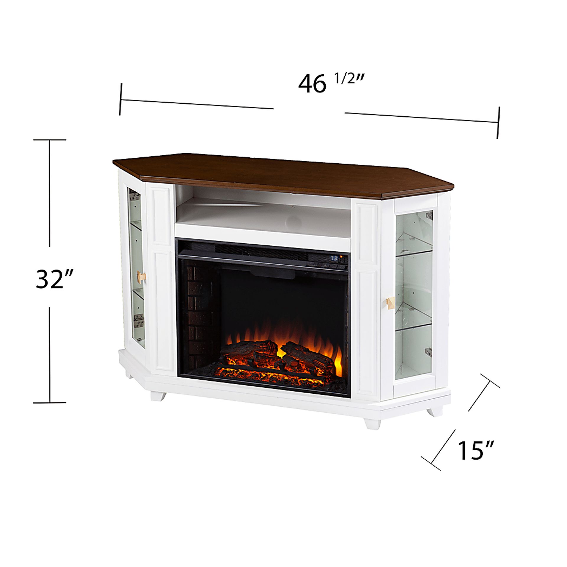 Taliferro II White 46 in. Console With Electric Log Fireplace - Image 9