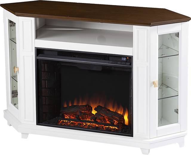 Taliferro II White 46 in. Console With Electric Log Fireplace - Thumbnail - Image 1