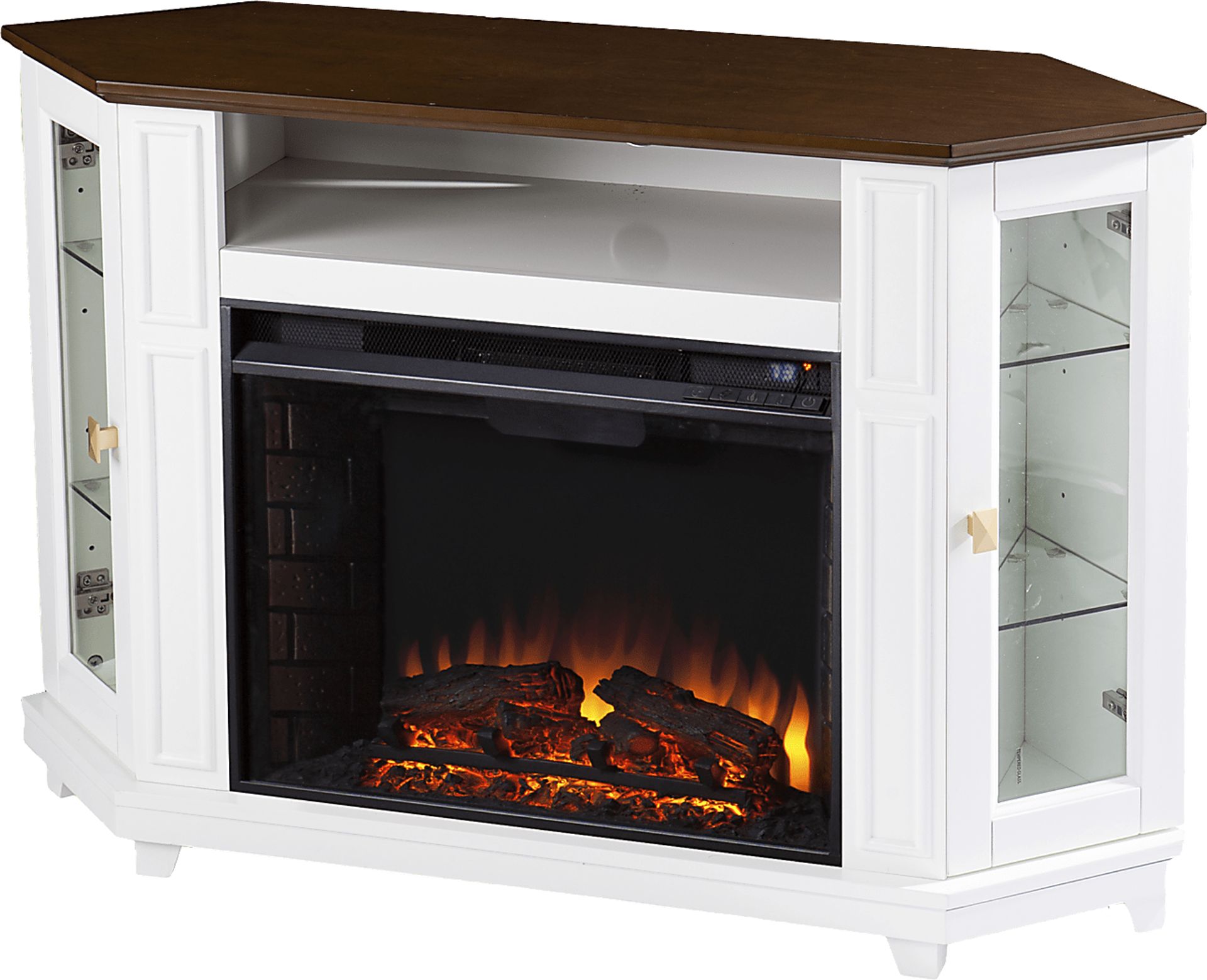 Taliferro II White 46 in. Console With Electric Log Fireplace - Image 1