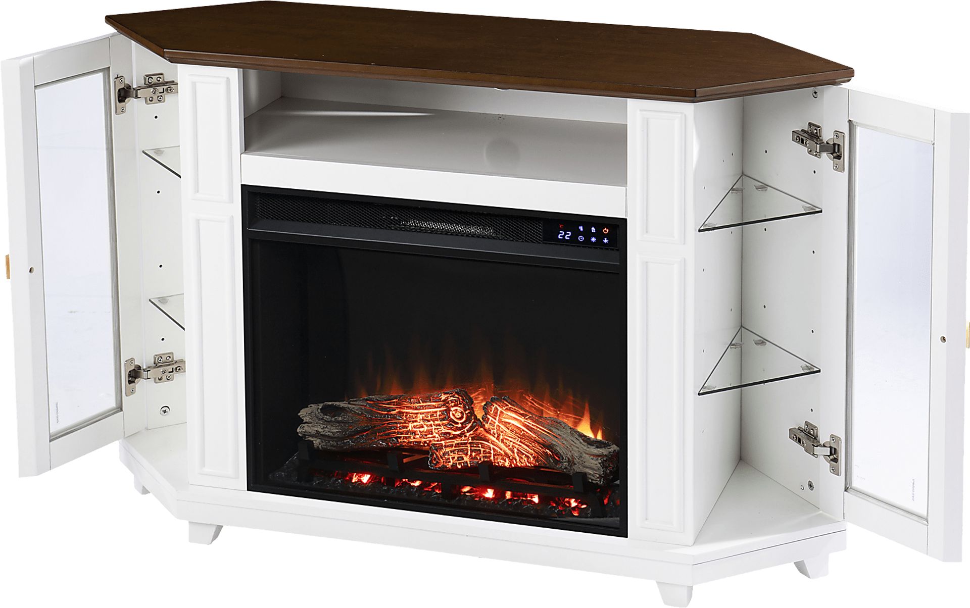 Taliferro IV White 46 in. Console, With Touch Panel Electric Log Fireplace - Image 4