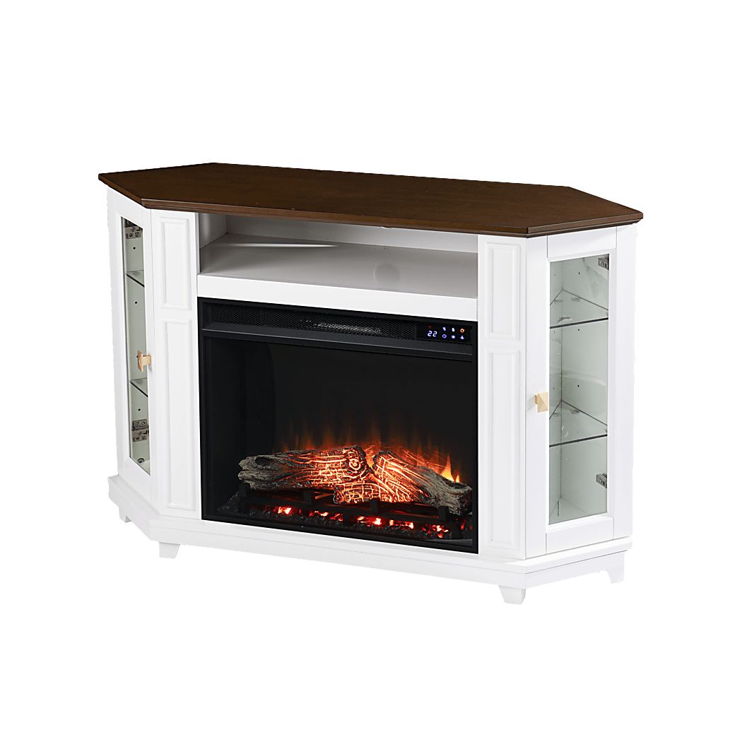 Taliferro IV White 46 in. Console, With Touch Panel Electric Log Fireplace
