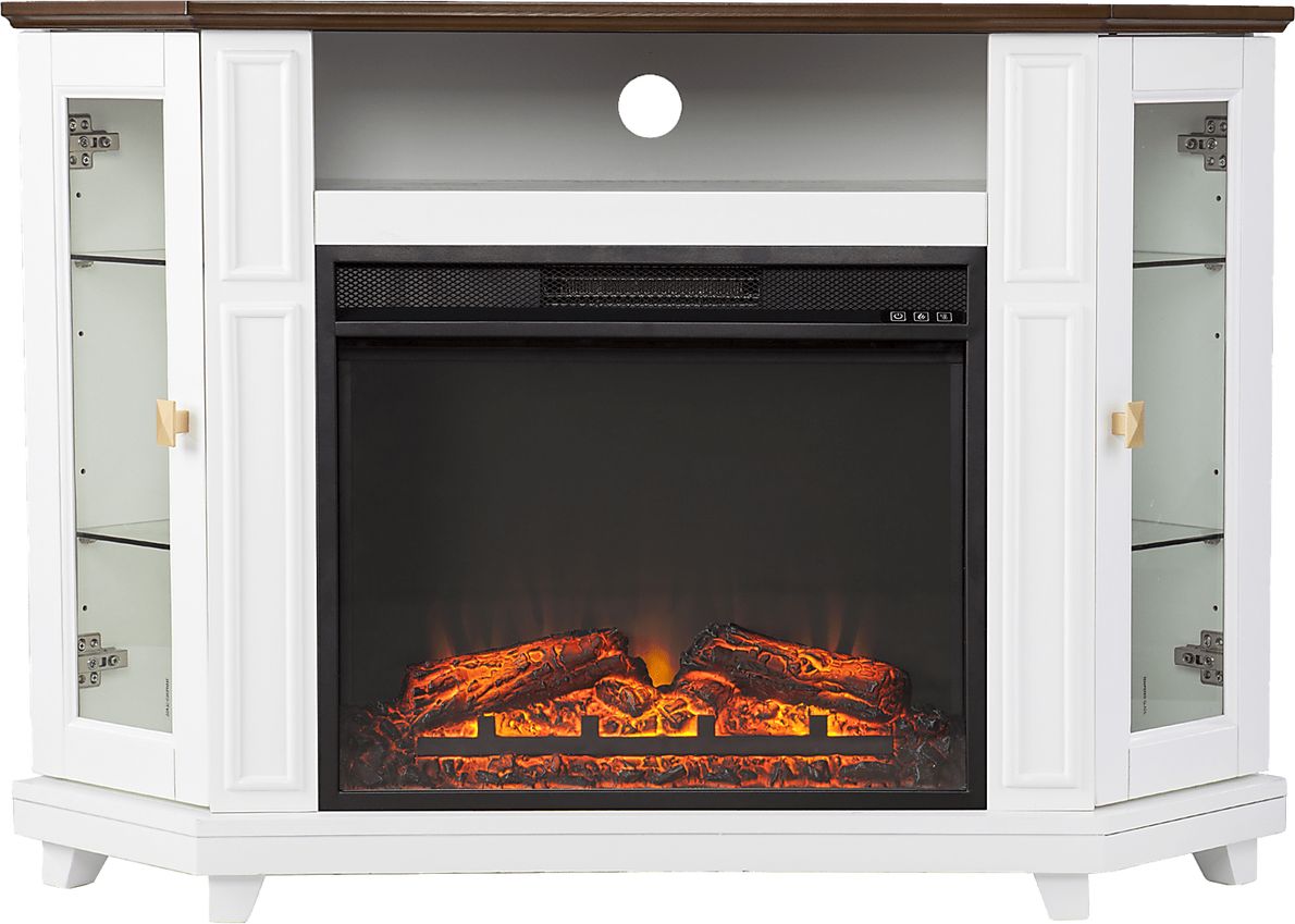 Taliferro V White 47 in. Console with Electric Fireplace