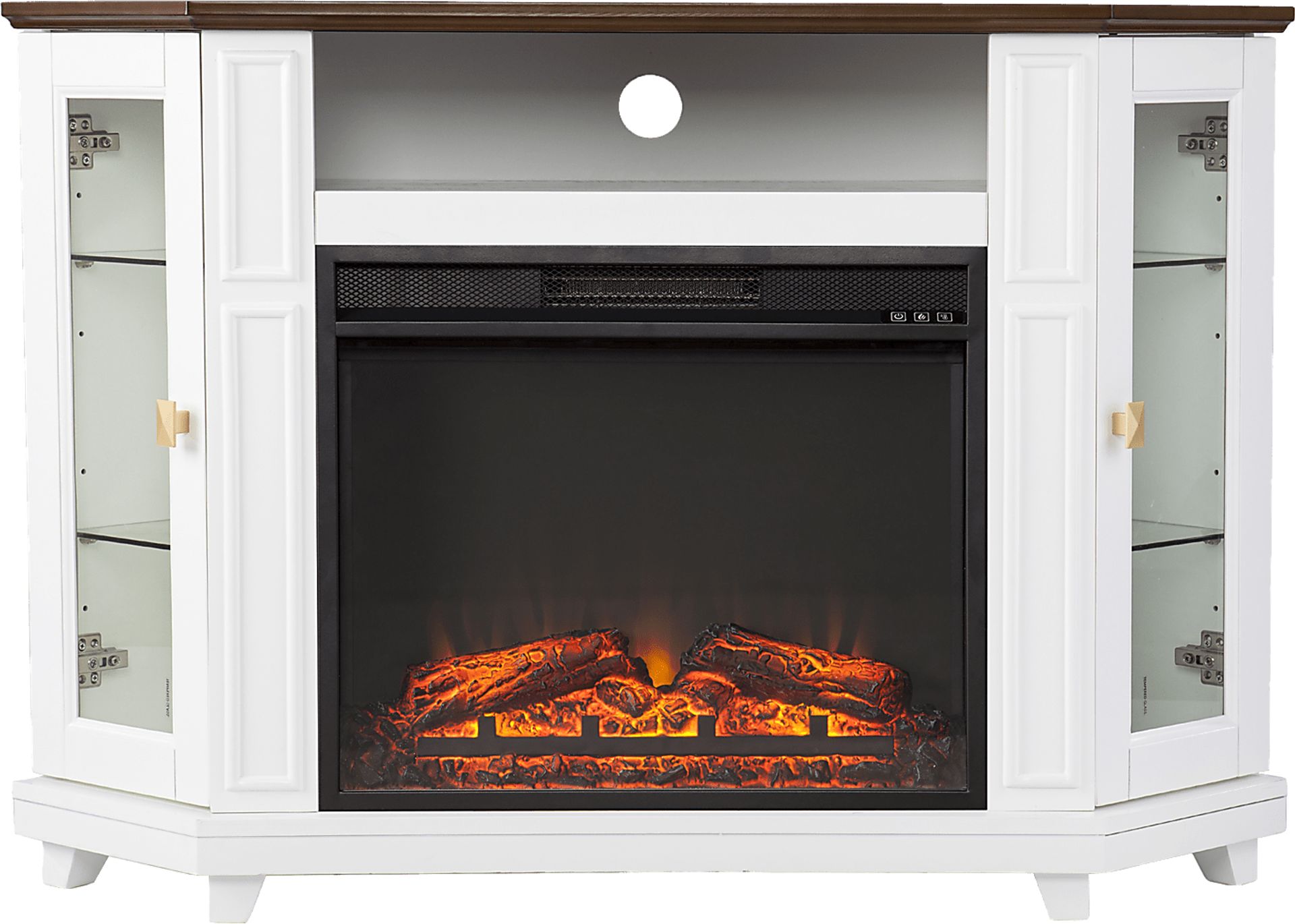 Taliferro V White 47 in. Console with Electric Fireplace - Image 1