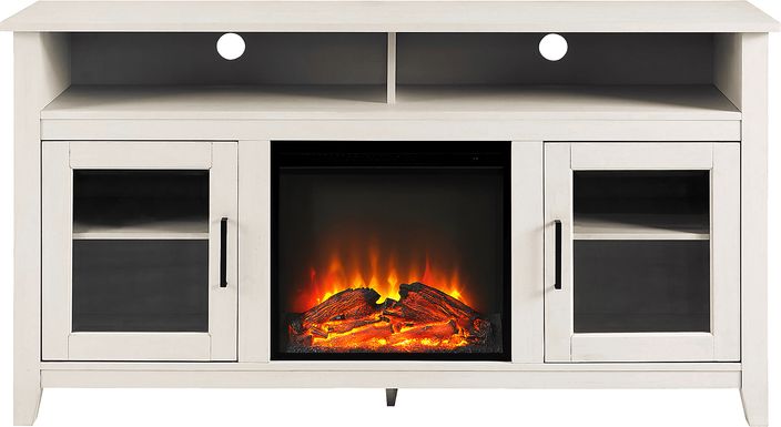 Taliluna White 59 in. Console, With Electric Fireplace