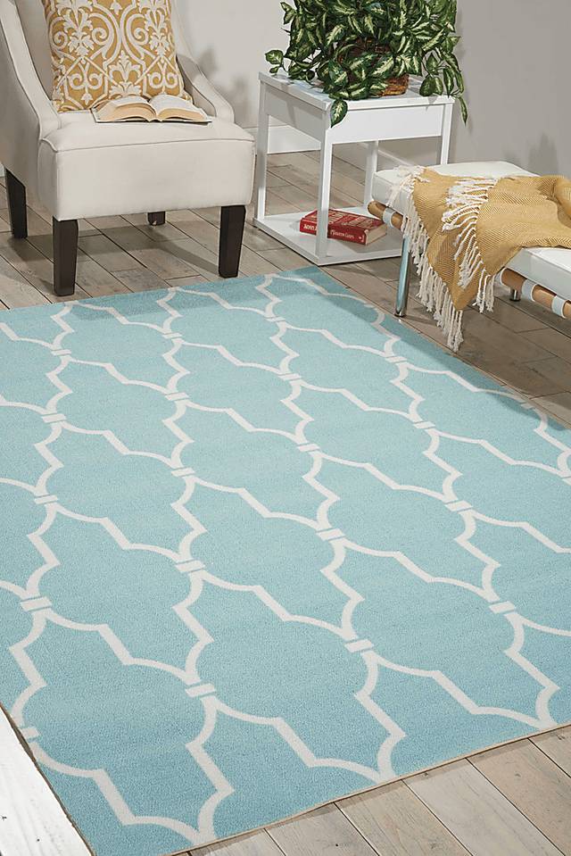 Taliya Aqua 5' x 8' Indoor/Outdoor Rug - Thumbnail - Image 5