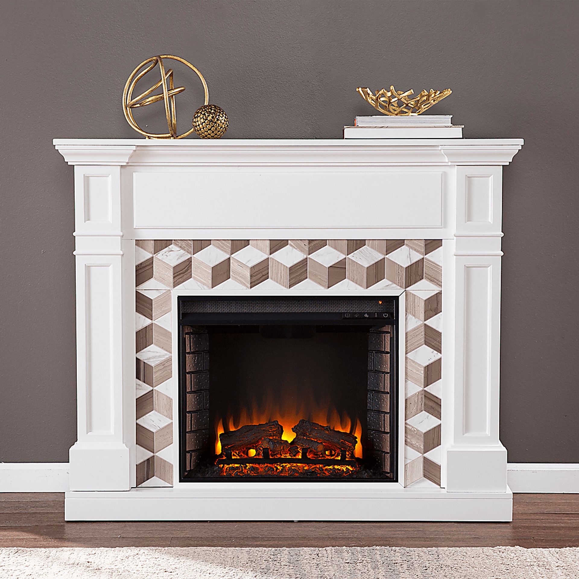 Talmadge II White 48 in. Console With Electric Log Fireplace - Image 5